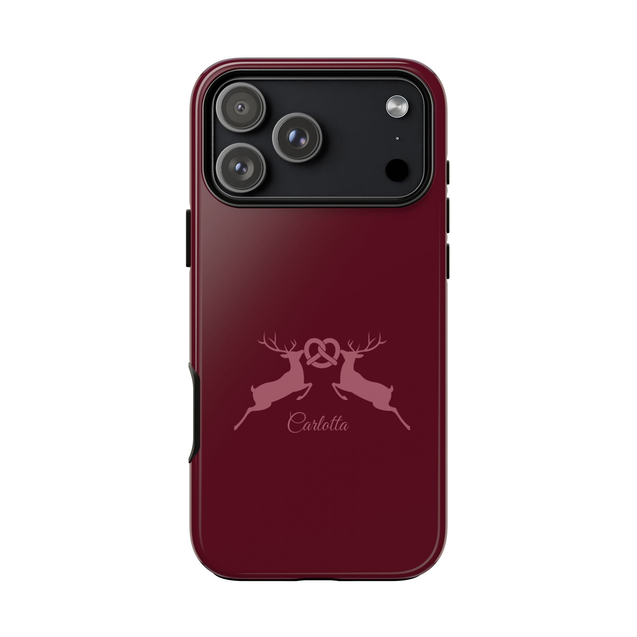 HIRSCH BORDEAUX – Personalisierte Handyhülle mit Dual-Layer-Schutz