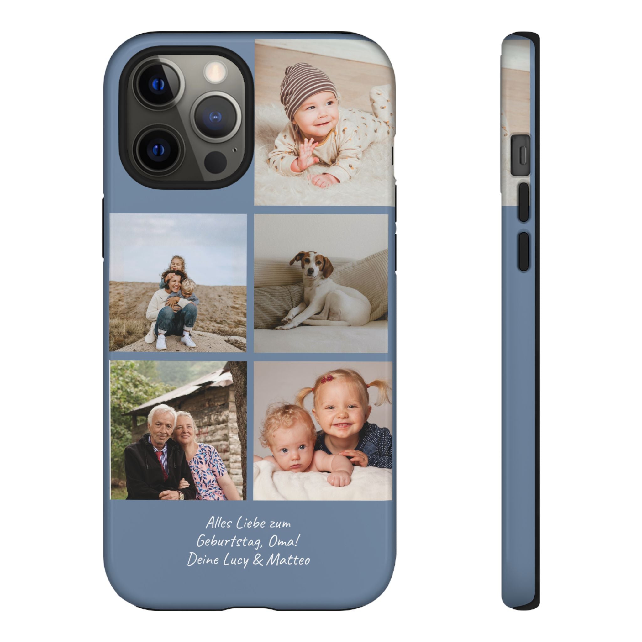 DUSTY BLUE COLLAGE – Personalisierte Foto Handyhülle mit Dual-Layer-Schutz