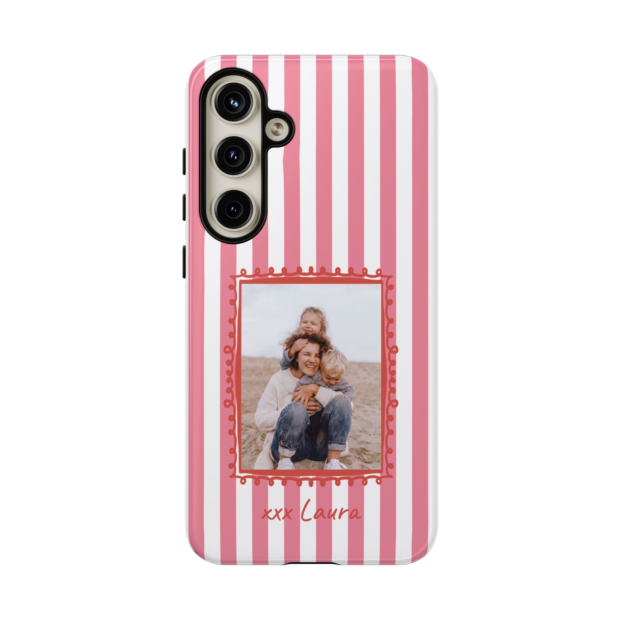PINK STRIPES PHOTO FRAME – Personalisierte Foto Handyhülle mit Dual-Layer-Schutz