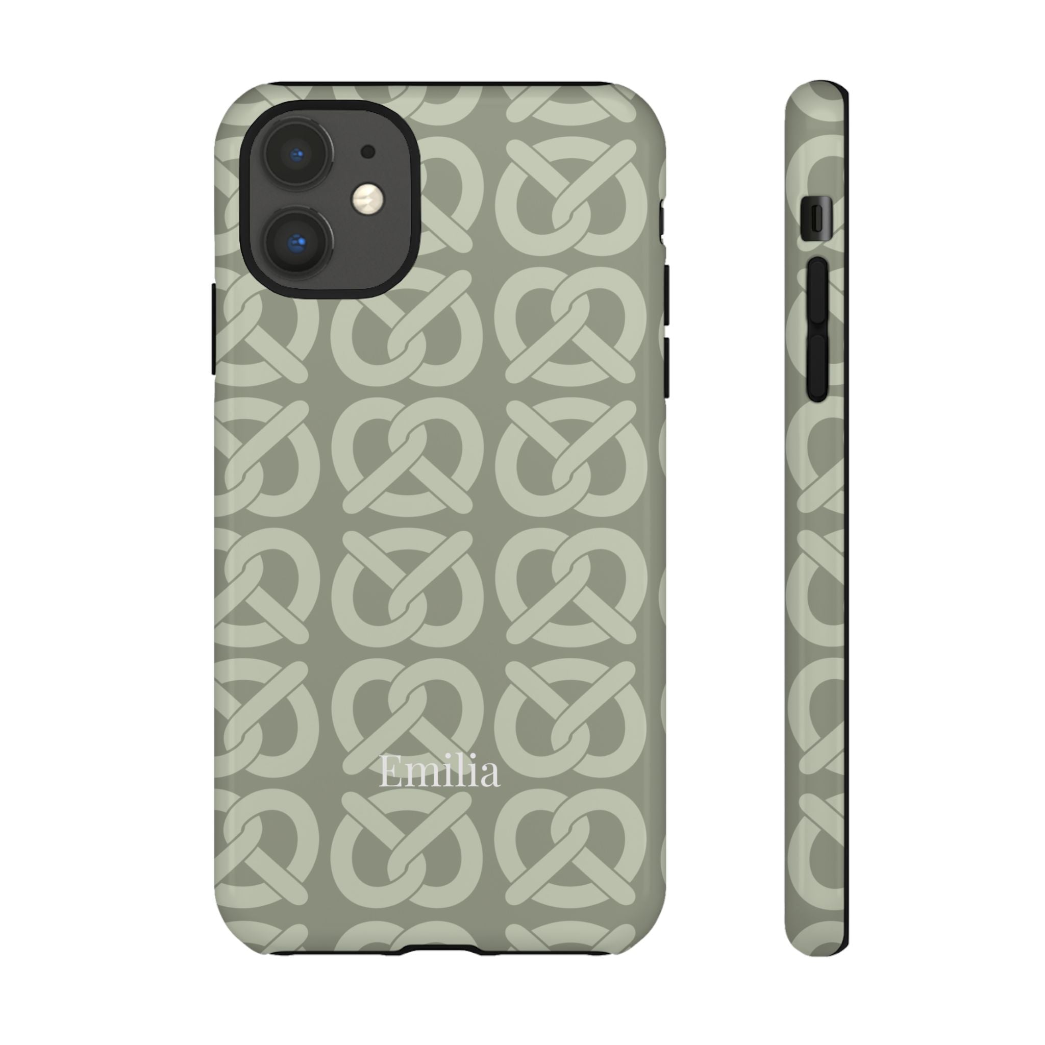 BREZN MONOGRAMM SALBEI – Personalisierte Handyhülle mit Dual-Layer-Schutz