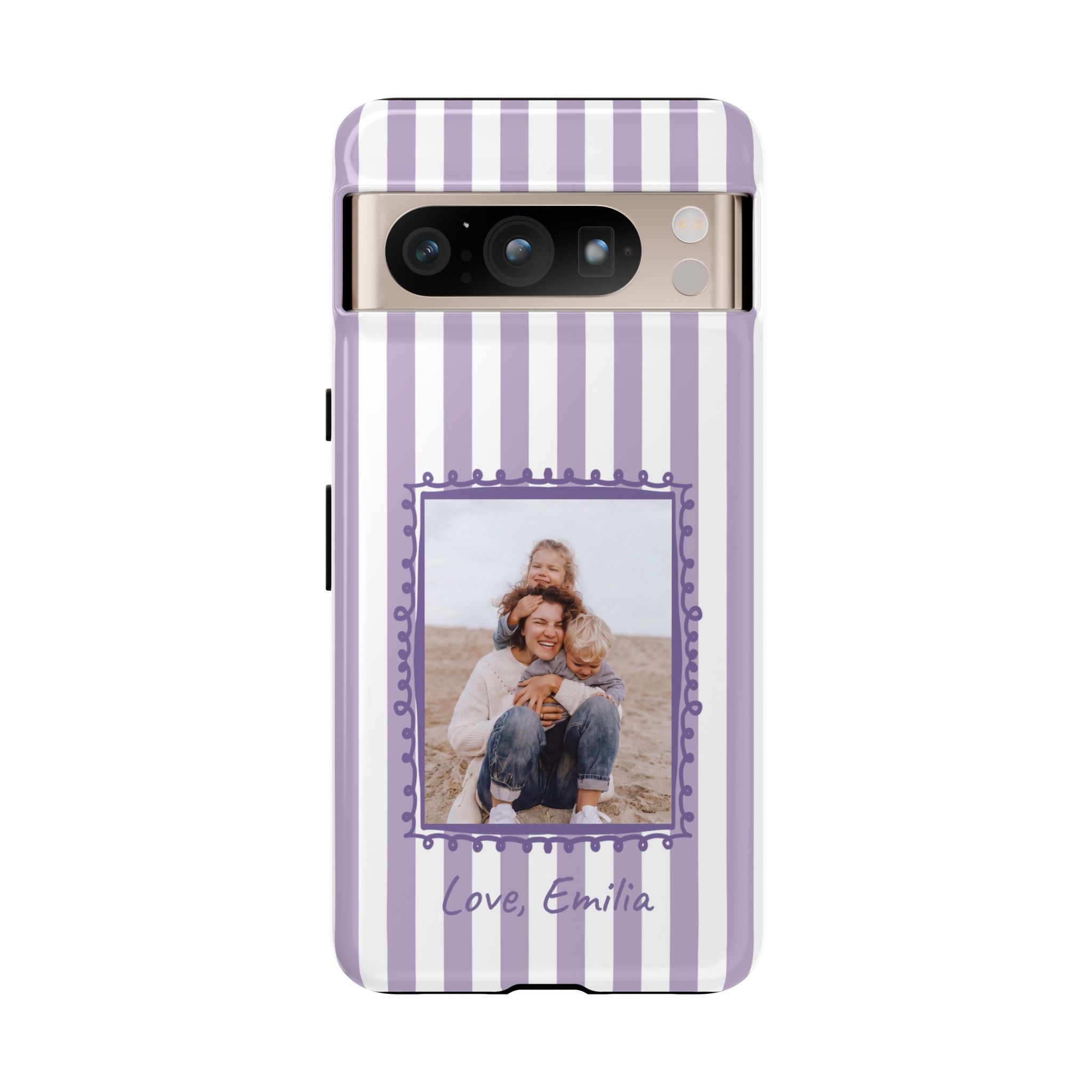 LAVENDER STRIPES PHOTO FRAME – Personalisierte Foto Handyhülle mit Dual-Layer-Schutz