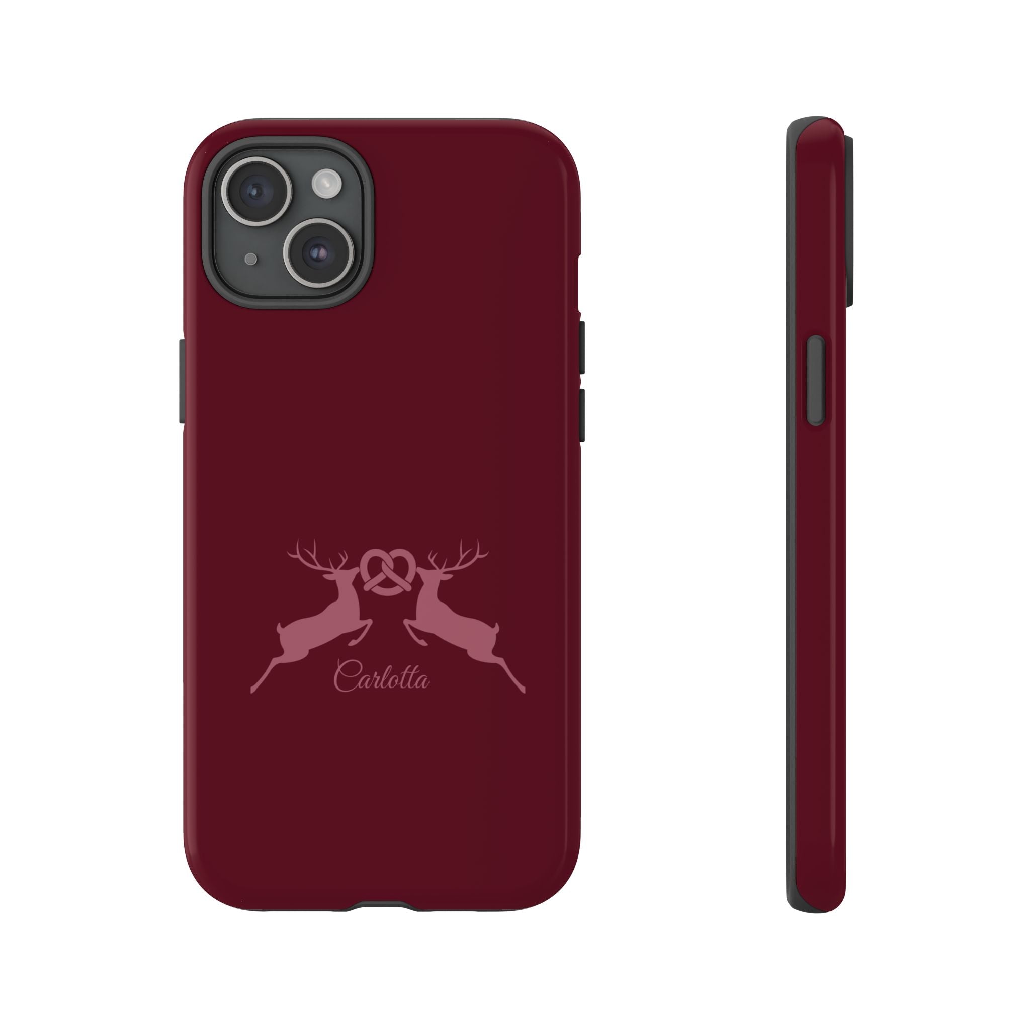 HIRSCH BORDEAUX – Personalisierte Handyhülle mit Dual-Layer-Schutz