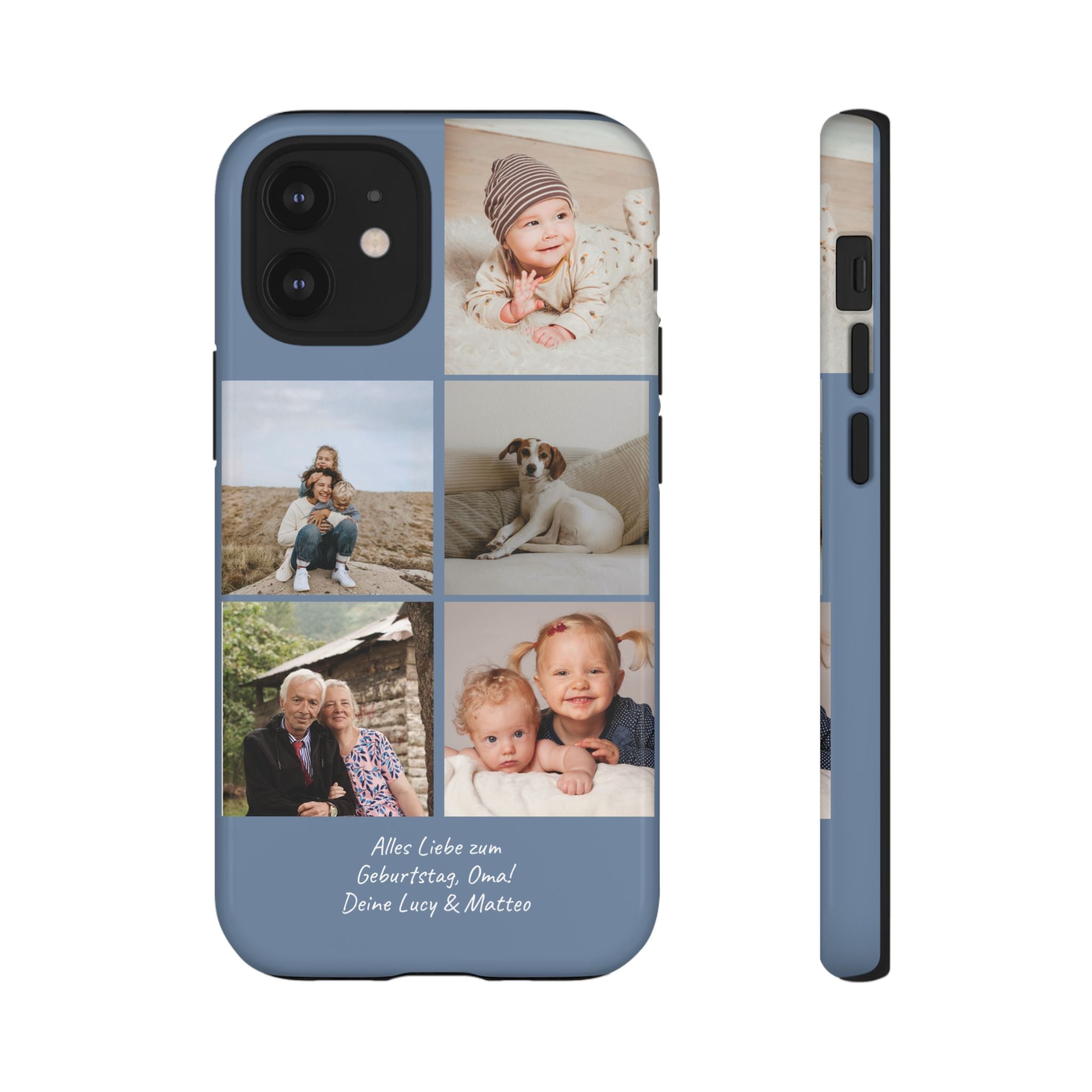 DUSTY BLUE COLLAGE – Personalisierte Foto Handyhülle mit Dual-Layer-Schutz
