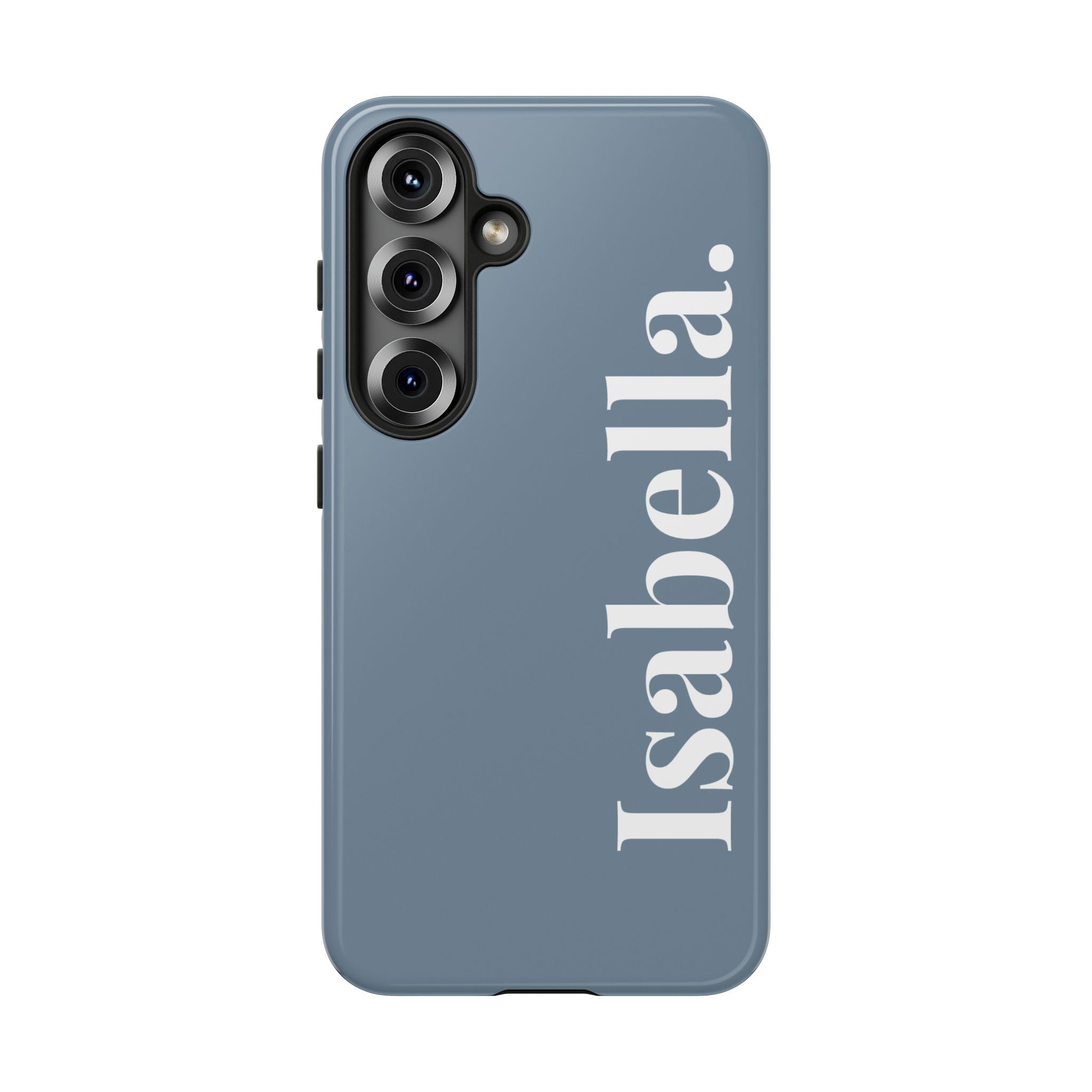 DUSTY BLUE BOLD NAME – Personalisierte Handyhülle mit Dual-Layer-Schutz