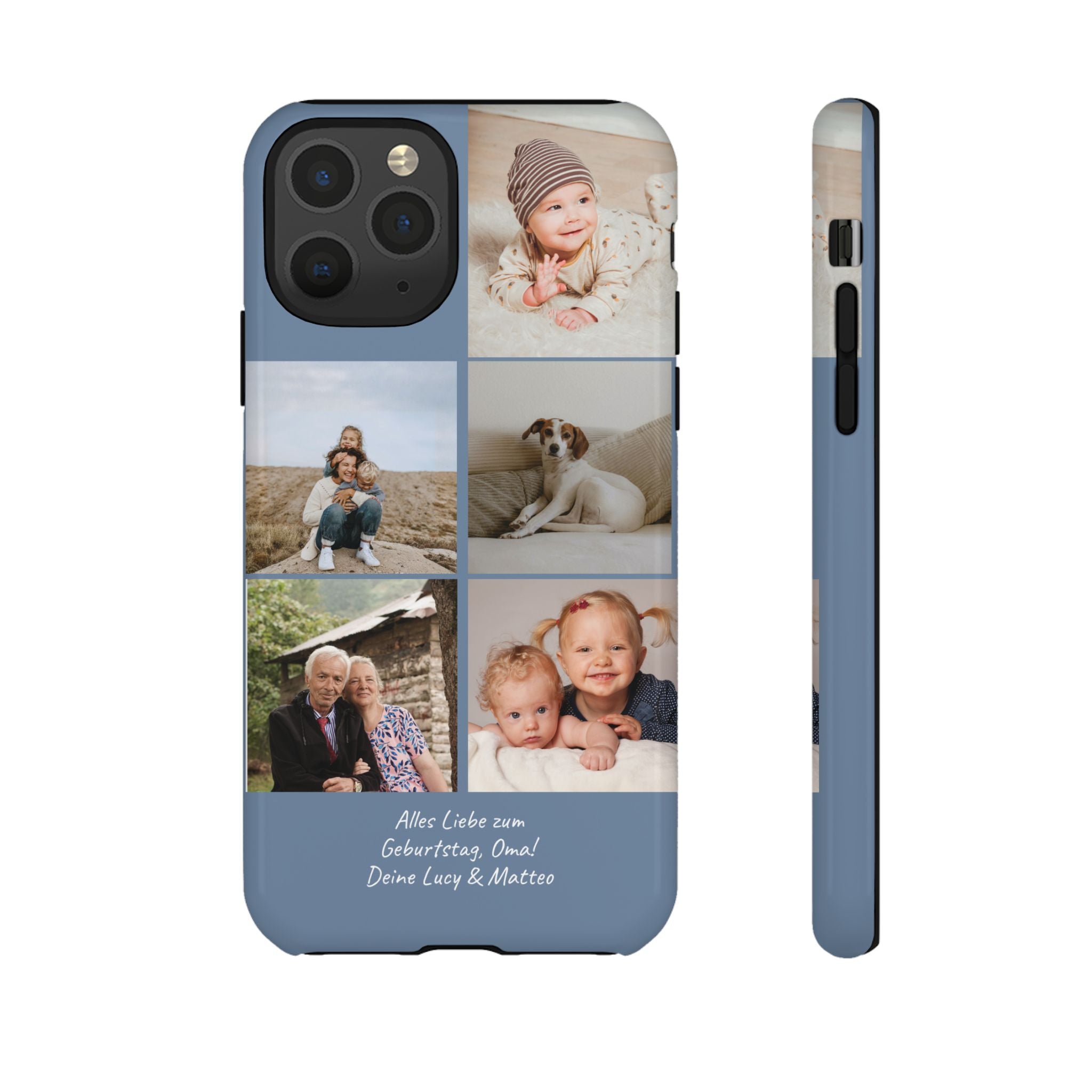 DUSTY BLUE COLLAGE – Personalisierte Foto Handyhülle mit Dual-Layer-Schutz