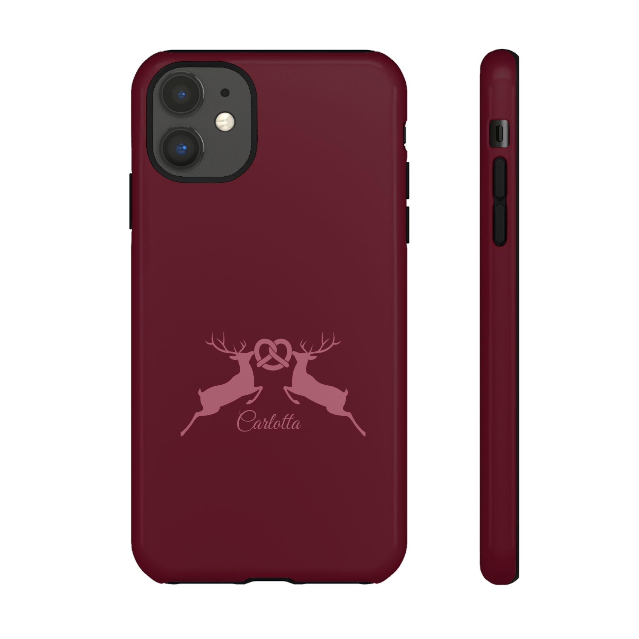HIRSCH BORDEAUX – Personalisierte Handyhülle mit Dual-Layer-Schutz