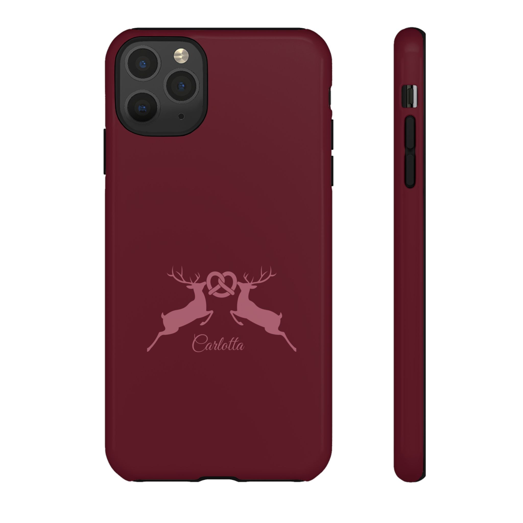 HIRSCH BORDEAUX – Personalisierte Handyhülle mit Dual-Layer-Schutz
