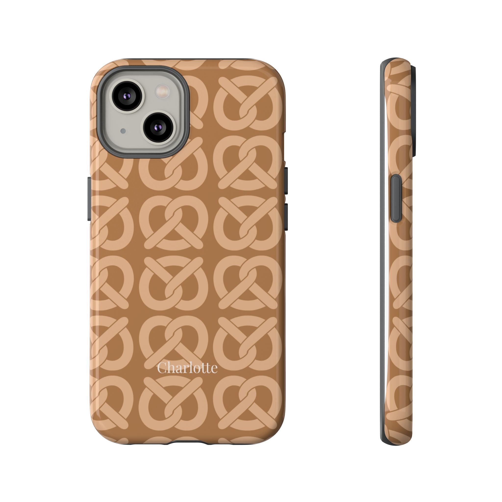 BREZN MONOGRAMM COGNAC – Personalisierte Handyhülle mit Dual-Layer-Schutz