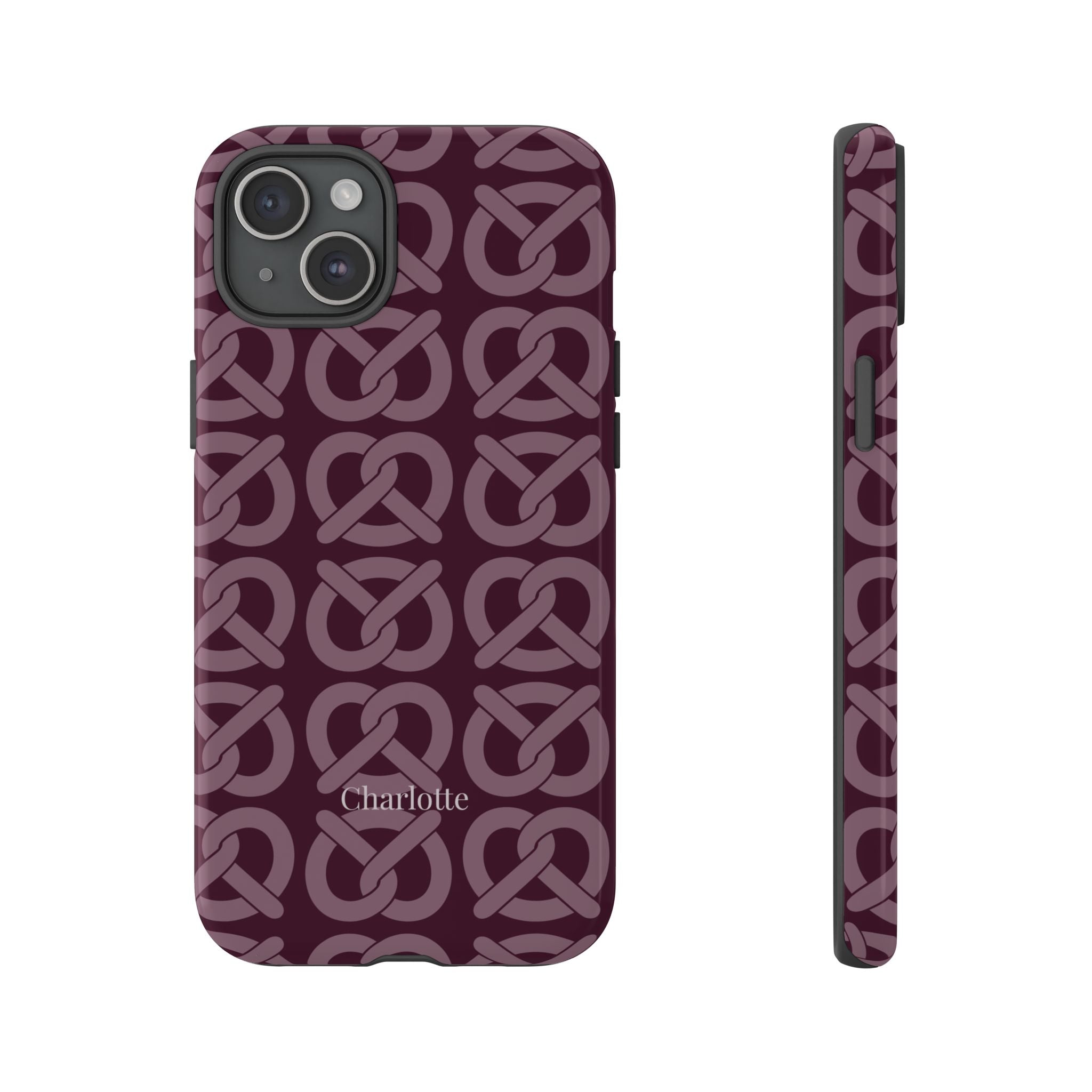 BREZN MONOGRAMM AUBERGINE – Personalisierte Handyhülle mit Dual-Layer-Schutz