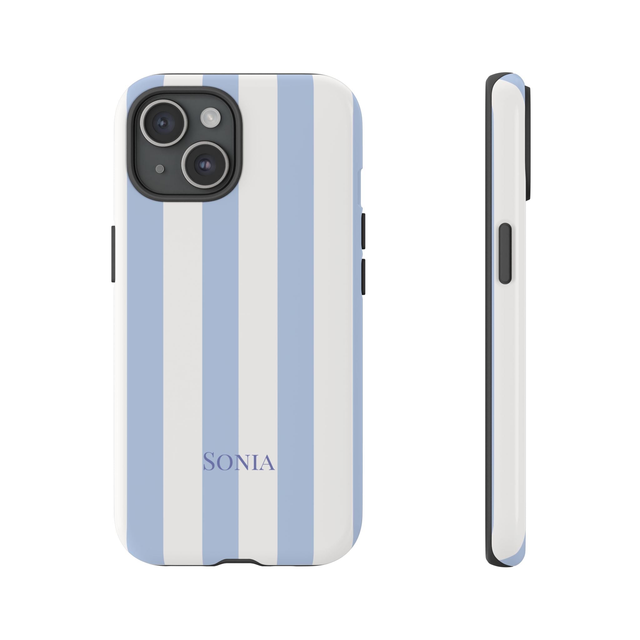 LIGHT BLUE STRIPES – Personalisierte Handyhülle mit Dual-Layer-Schutz