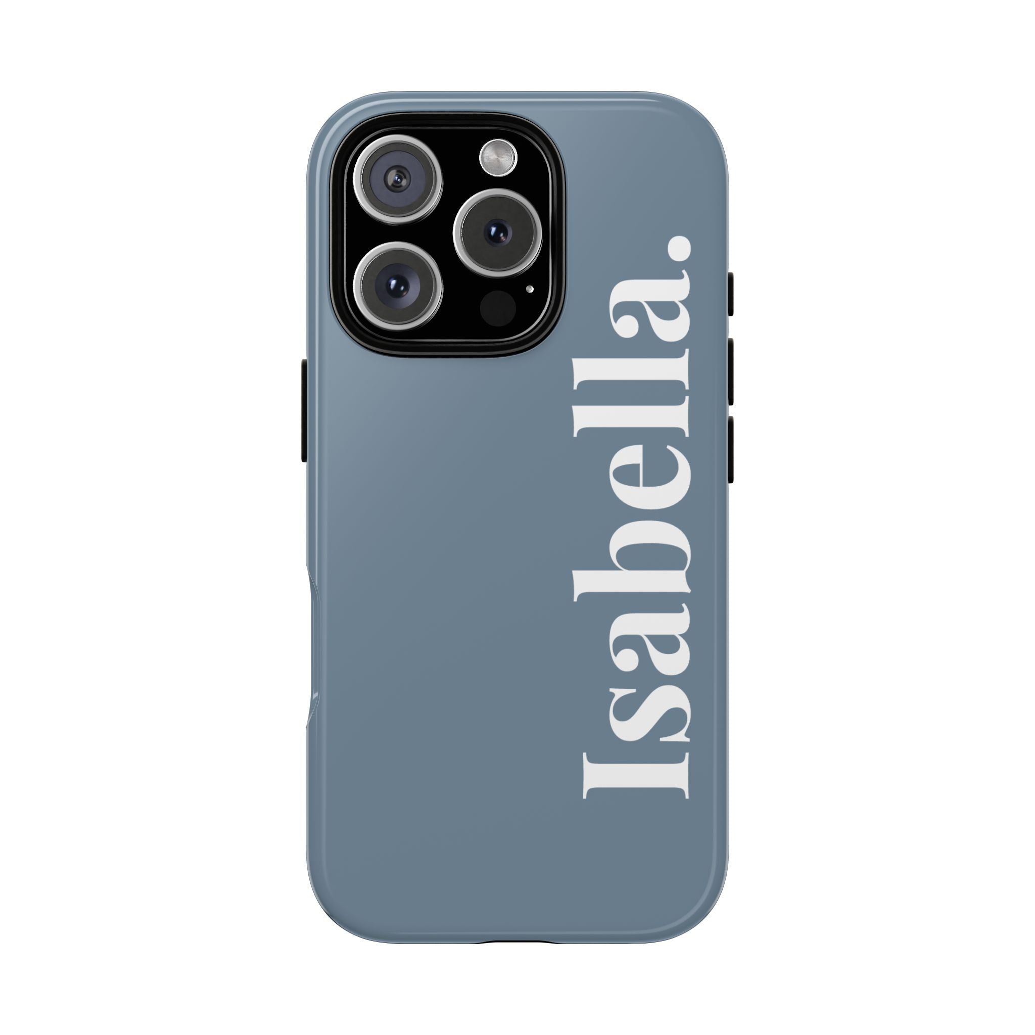 DUSTY BLUE BOLD NAME – Personalisierte Handyhülle mit Dual-Layer-Schutz