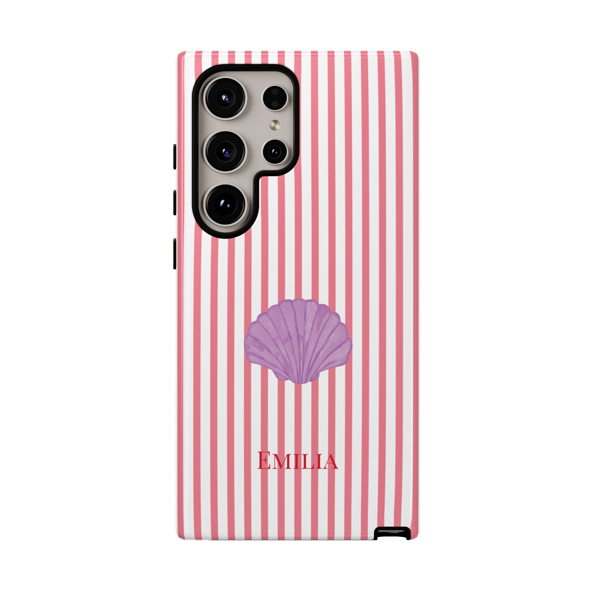 SHELL PINK STRIPES – Personalisierte Handyhülle mit Dual-Layer-Schutz