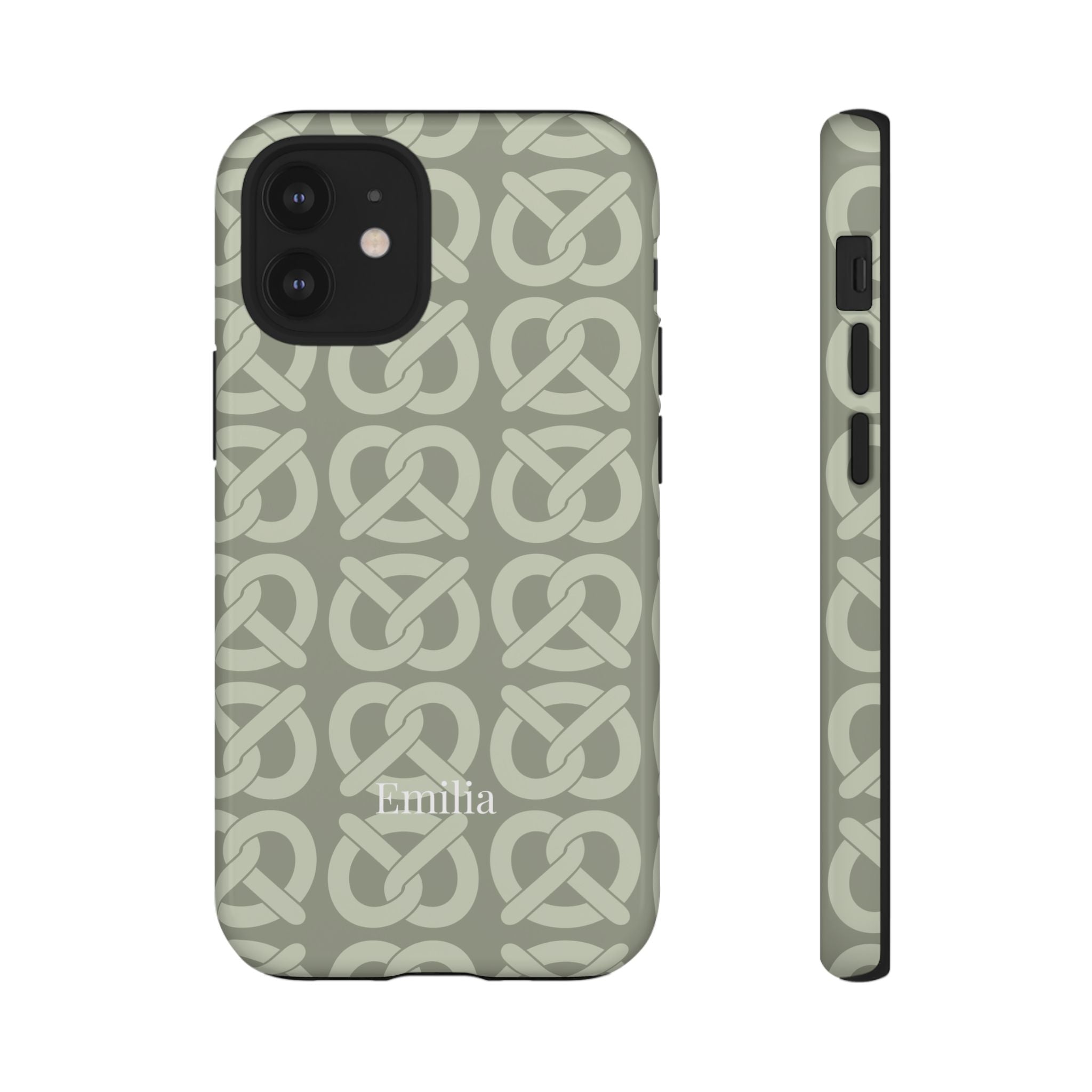BREZN MONOGRAMM SALBEI – Personalisierte Handyhülle mit Dual-Layer-Schutz