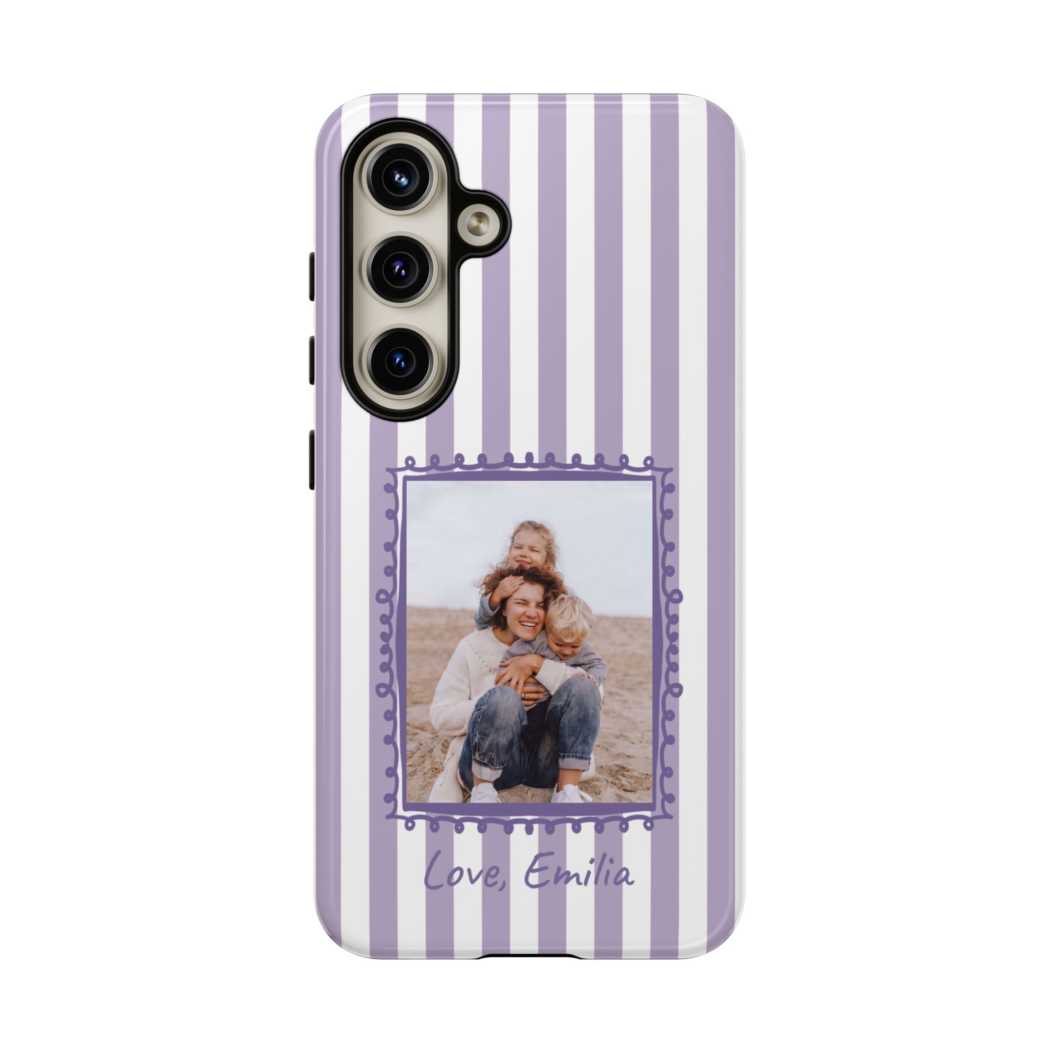 LAVENDER STRIPES PHOTO FRAME – Personalisierte Foto Handyhülle mit Dual-Layer-Schutz