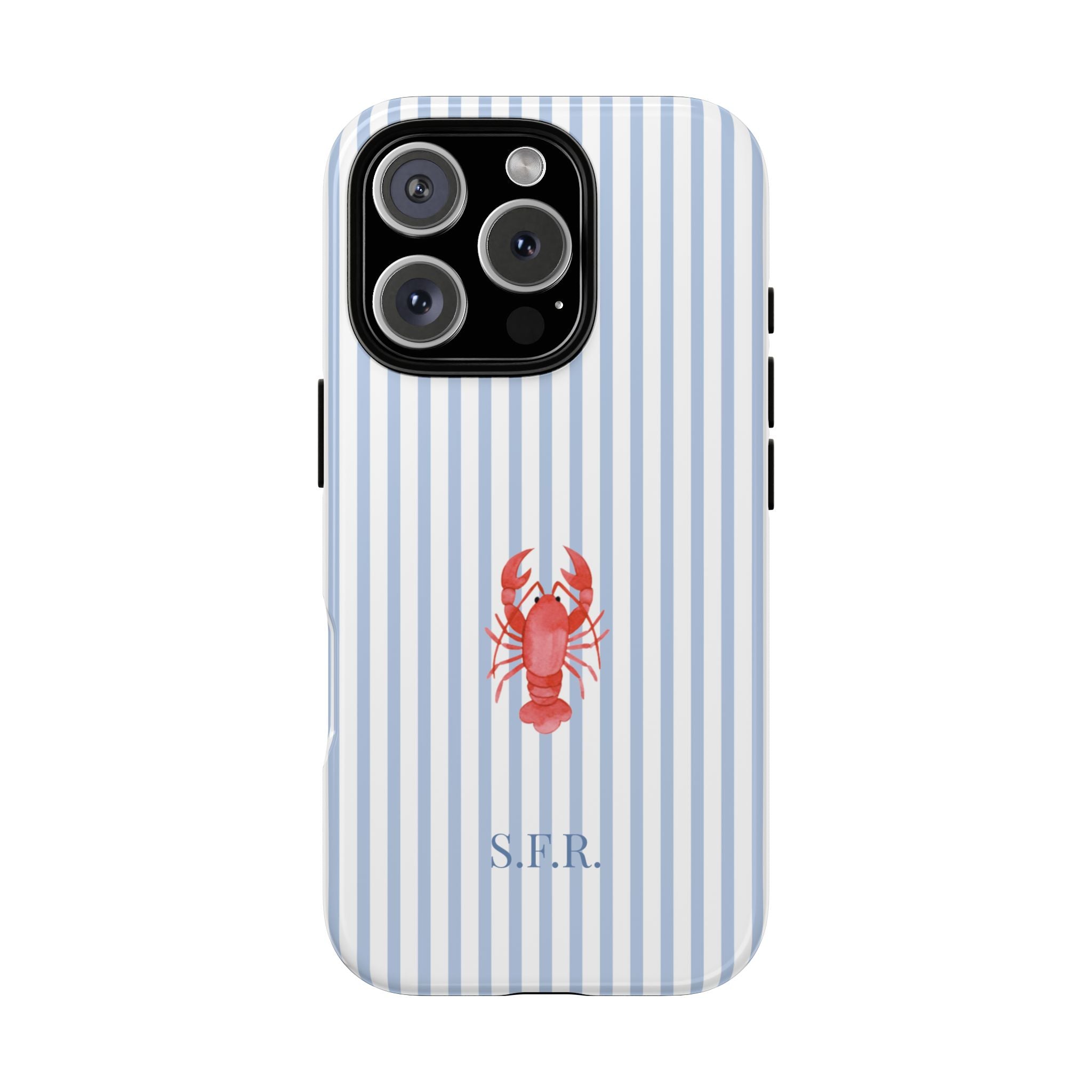 LOBSTER LIGHT BLUE STRIPES – Personalisierte Handyhülle mit Dual-Layer-Schutz