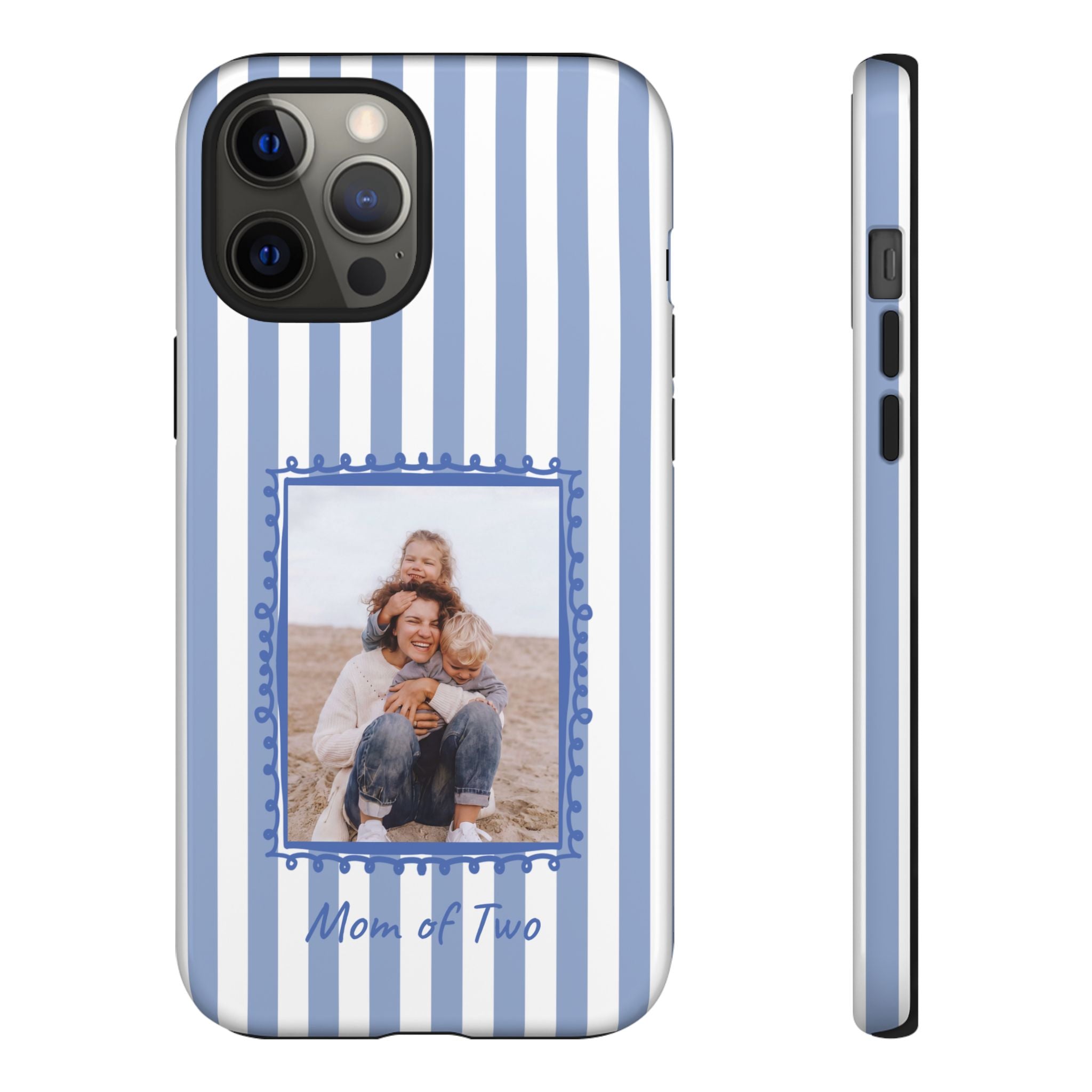 BLUE STRIPES PHOTO FRAME – Personalisierte Foto Handyhülle mit Dual-Layer-Schutz