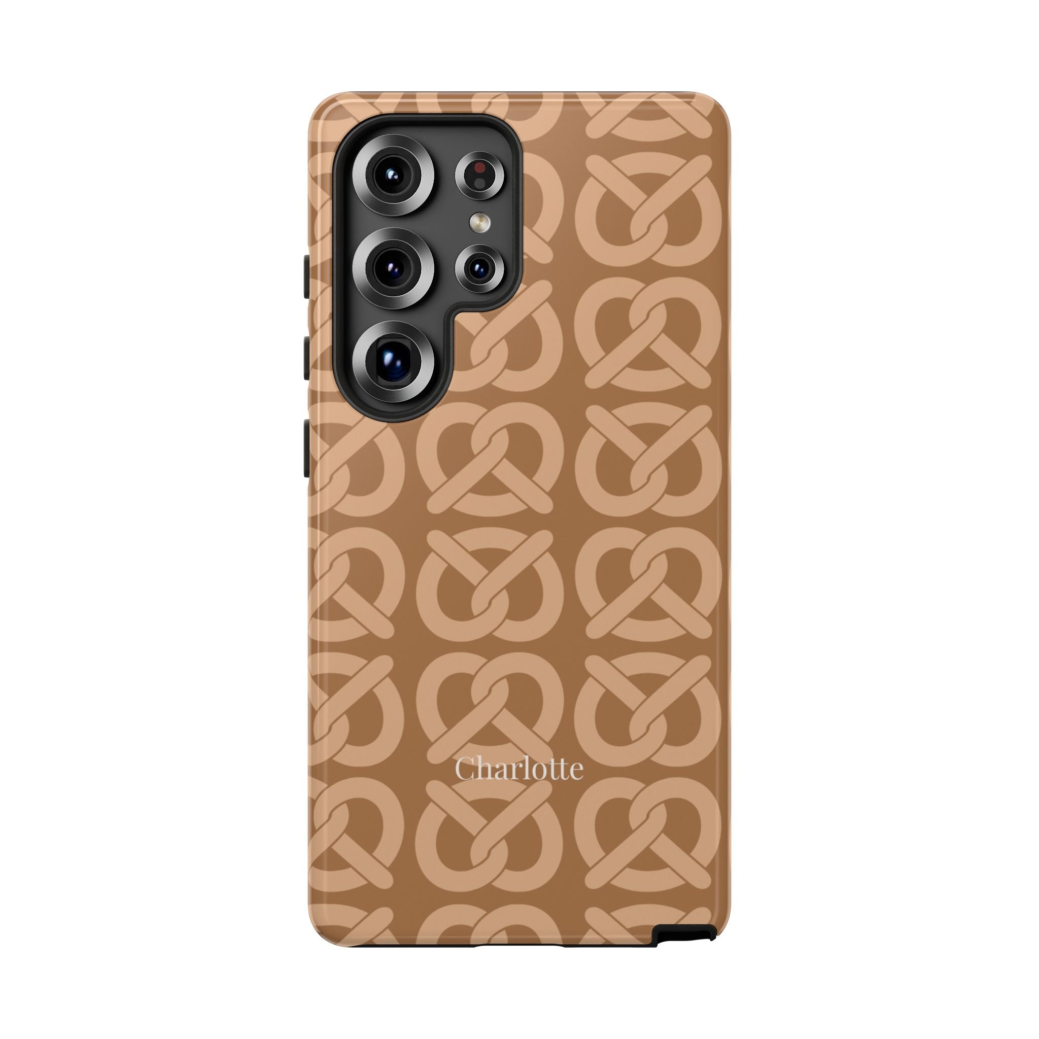 BREZN MONOGRAMM COGNAC – Personalisierte Handyhülle mit Dual-Layer-Schutz