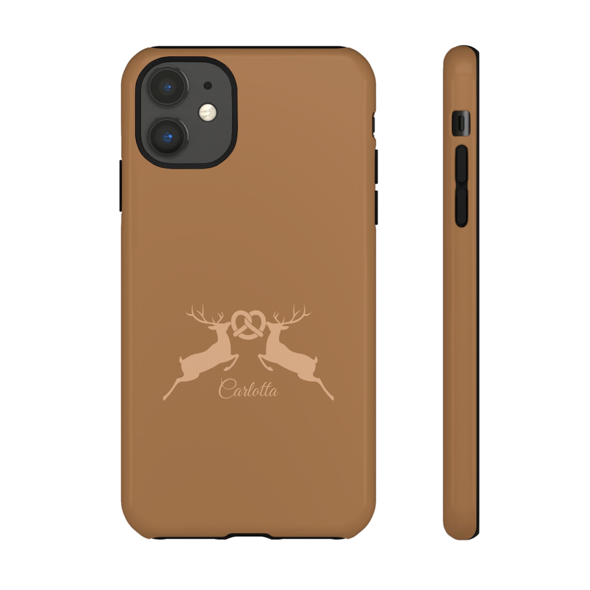 HIRSCH COGNAC– Personalisierte Handyhülle mit Dual-Layer-Schutz