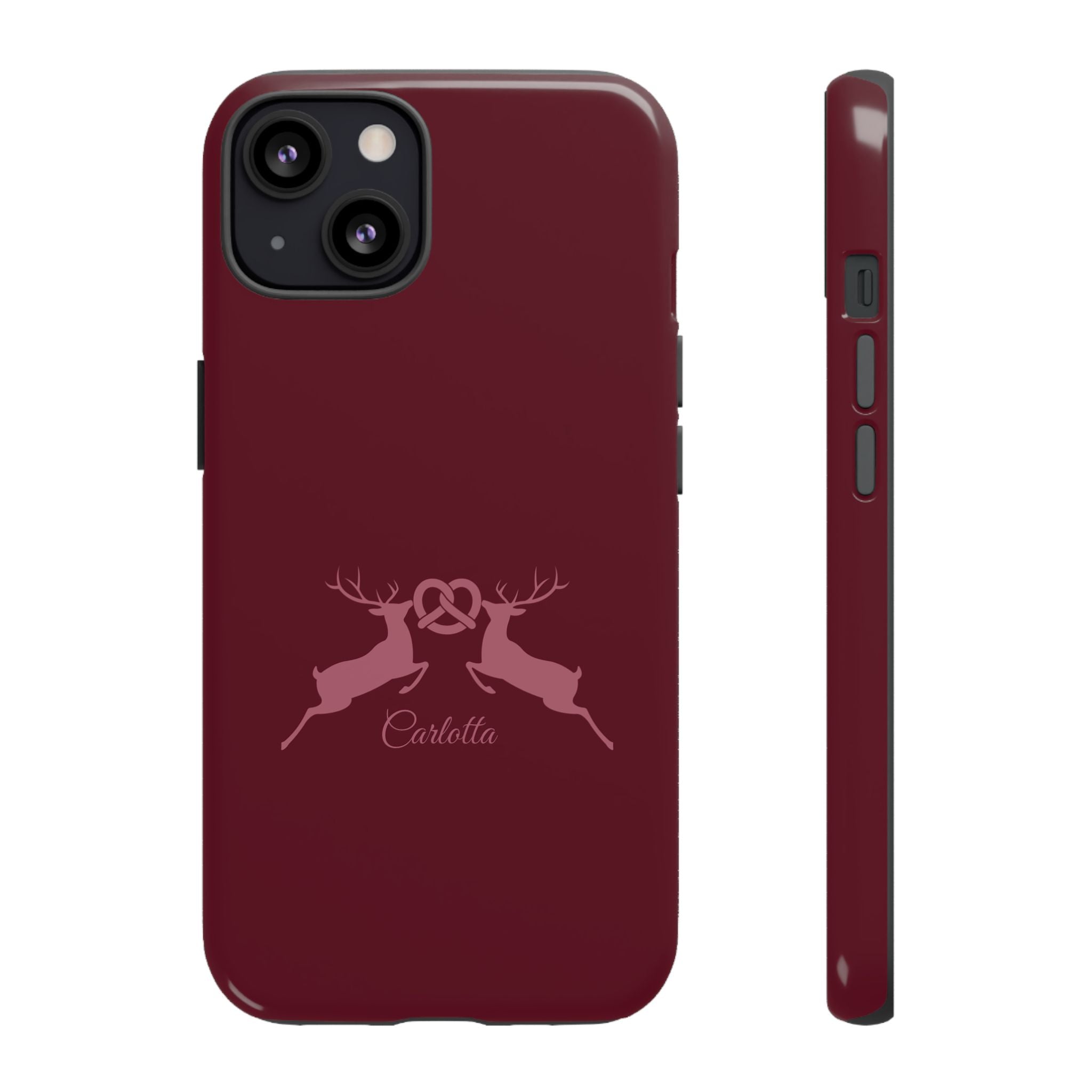 HIRSCH BORDEAUX – Personalisierte Handyhülle mit Dual-Layer-Schutz