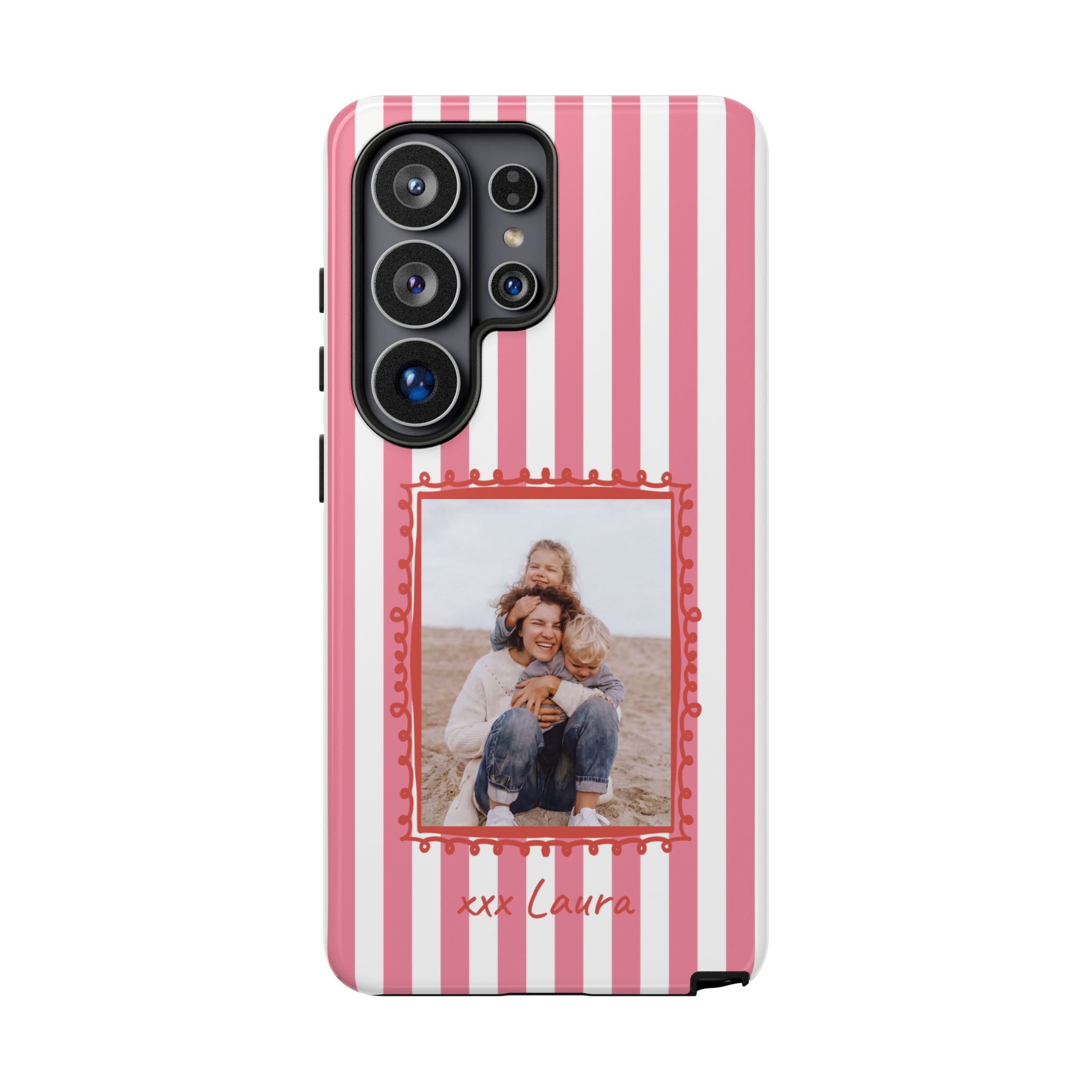 PINK STRIPES PHOTO FRAME – Personalisierte Foto Handyhülle mit Dual-Layer-Schutz