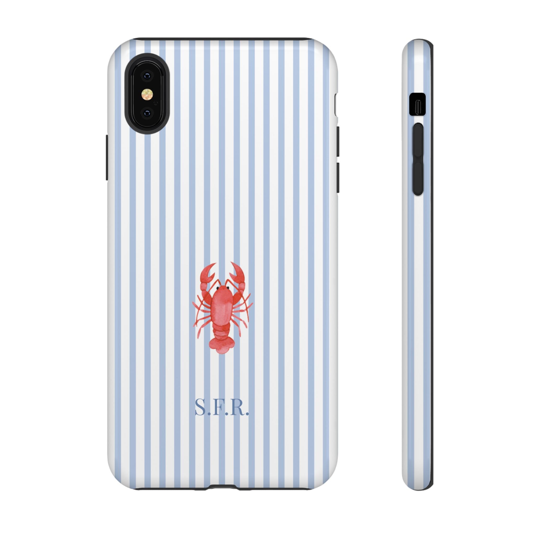 LOBSTER LIGHT BLUE STRIPES – Personalisierte Handyhülle mit Dual-Layer-Schutz