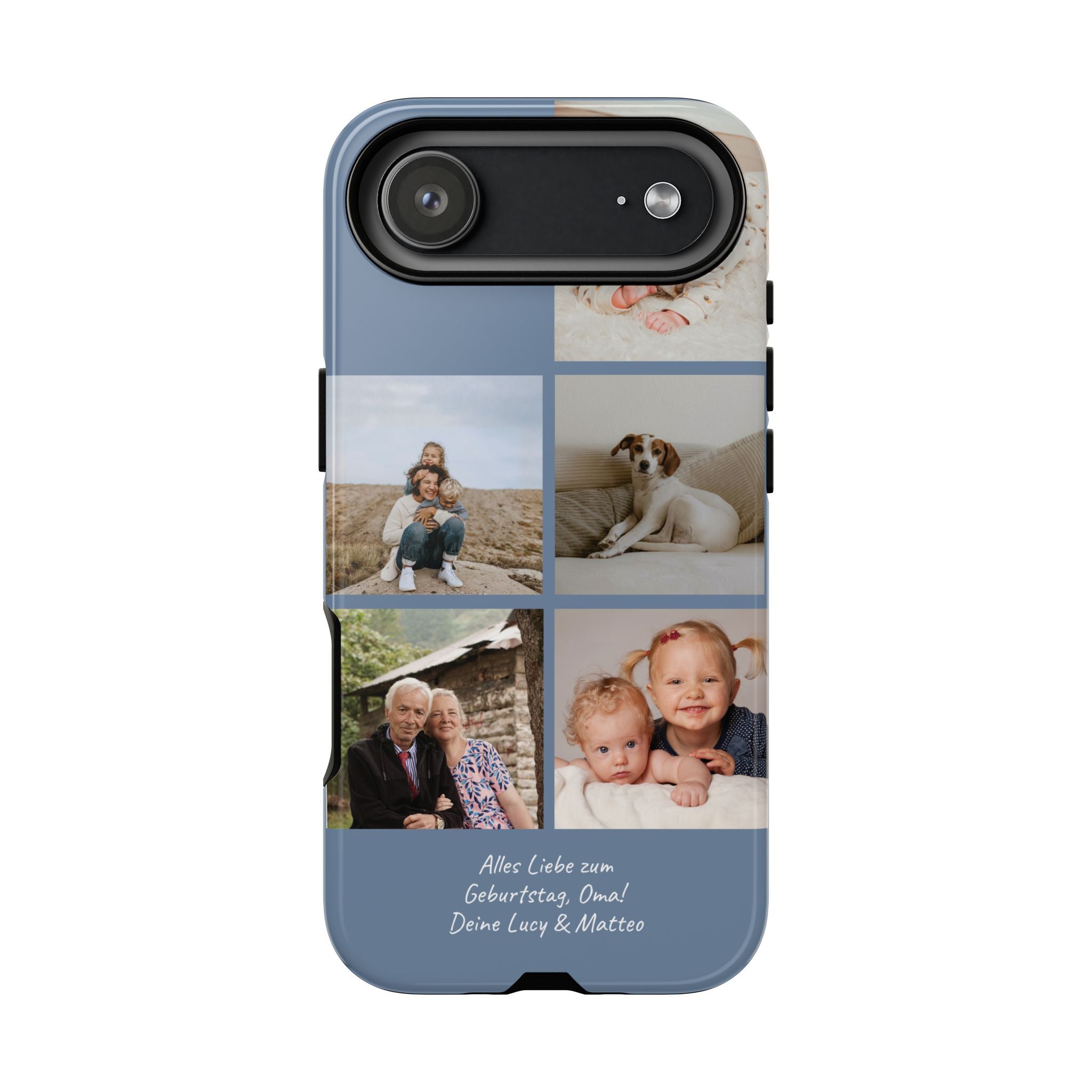 DUSTY BLUE COLLAGE – Personalisierte Foto Handyhülle mit Dual-Layer-Schutz