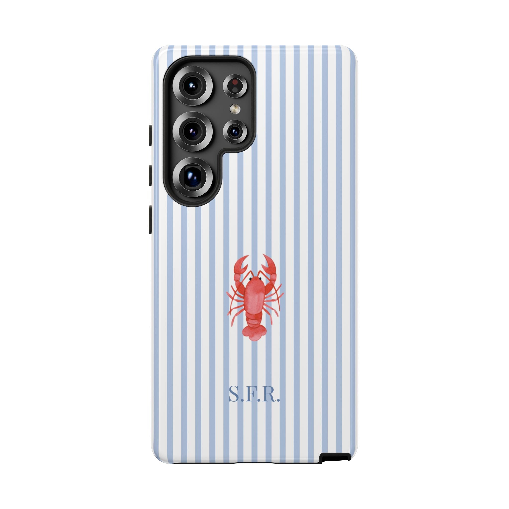 LOBSTER LIGHT BLUE STRIPES – Personalisierte Handyhülle mit Dual-Layer-Schutz