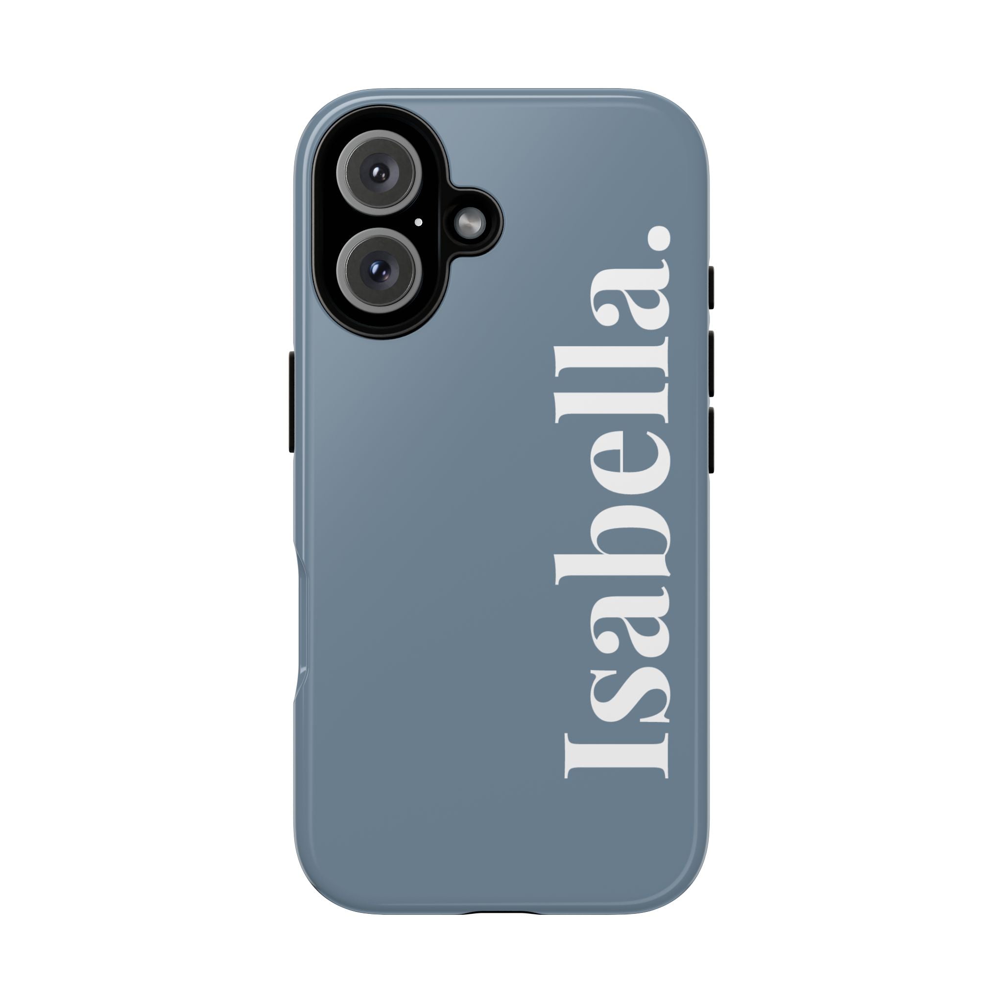 DUSTY BLUE BOLD NAME – Personalisierte Handyhülle mit Dual-Layer-Schutz