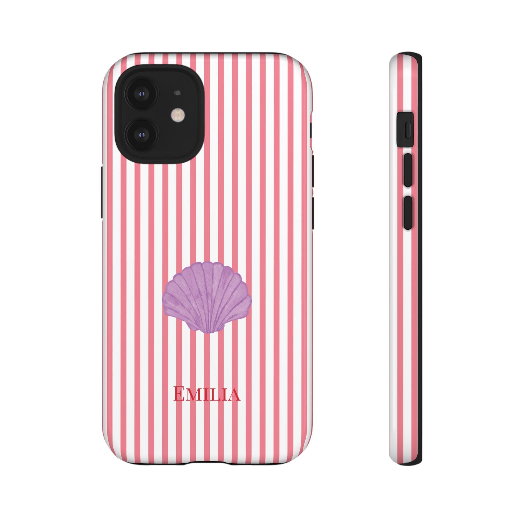 SHELL PINK STRIPES – Personalisierte Handyhülle mit Dual-Layer-Schutz