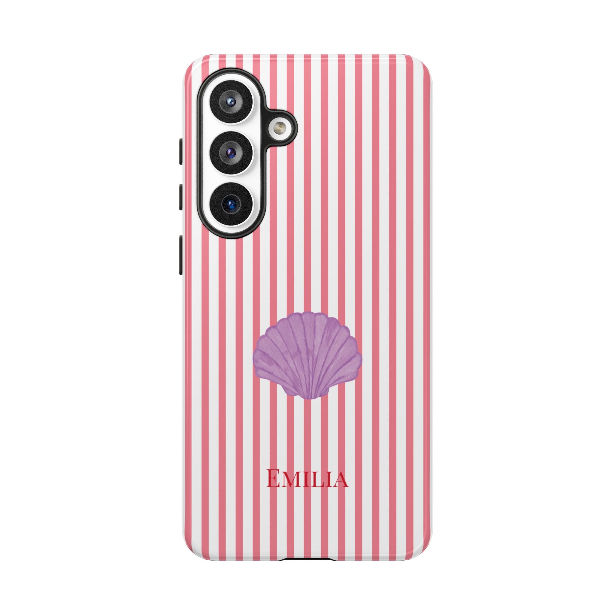 SHELL PINK STRIPES – Personalisierte Handyhülle mit Dual-Layer-Schutz