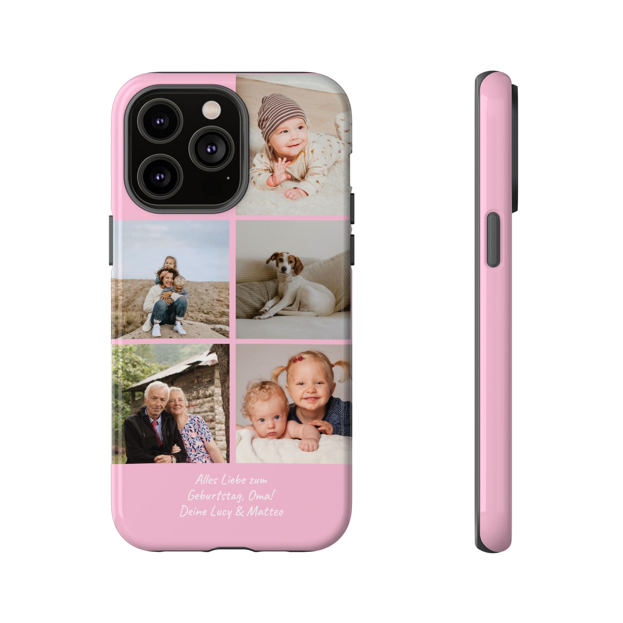 PINK PHOTO COLLAGE – Personalisierte Foto Handyhülle mit Dual-Layer-Schutz