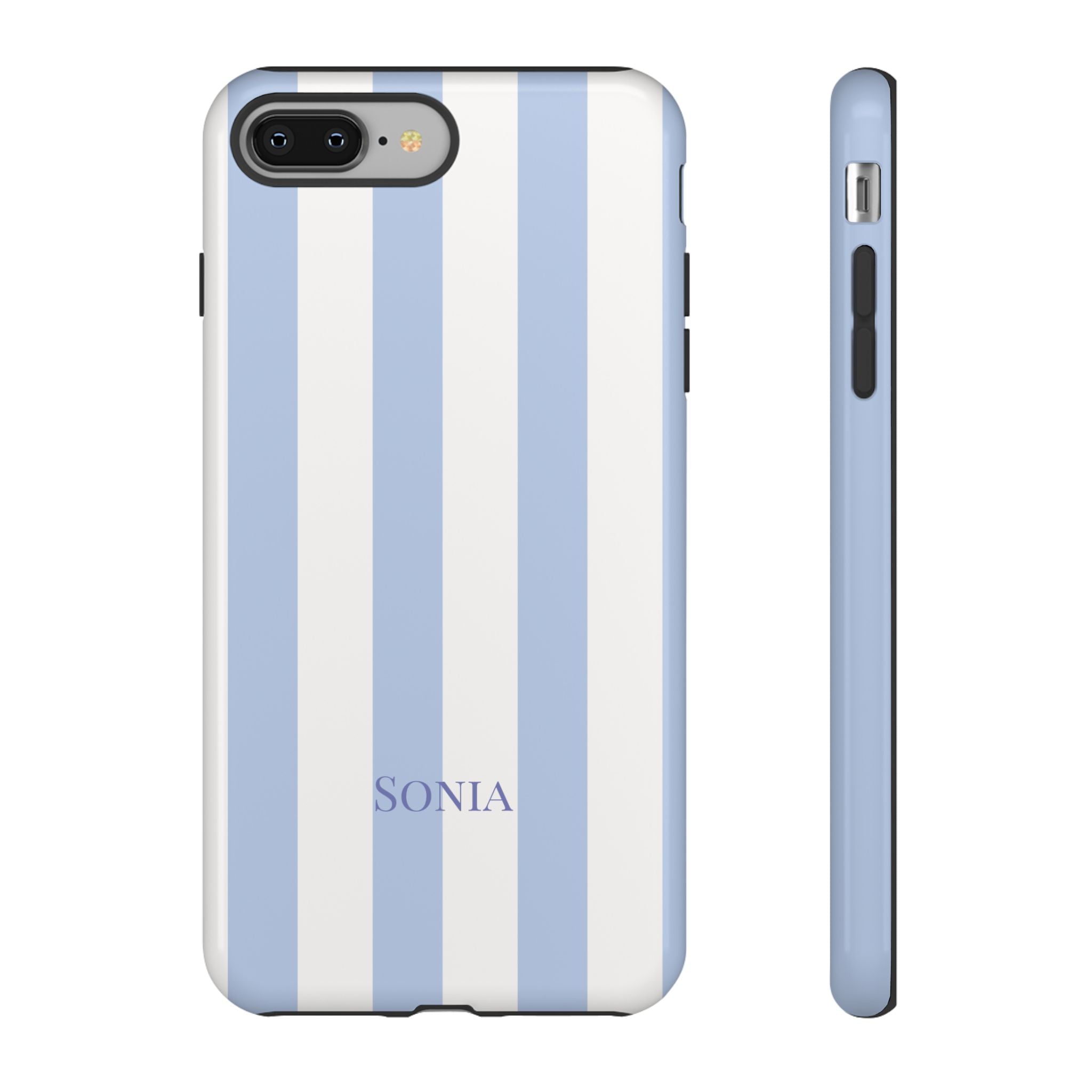 LIGHT BLUE STRIPES – Personalisierte Handyhülle mit Dual-Layer-Schutz