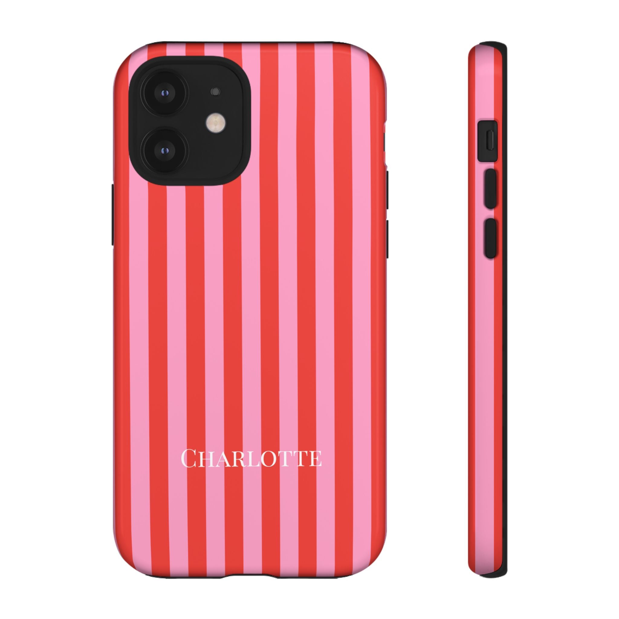 PINK STRIPES – Personalisierte Handyhülle mit Dual-Layer-Schutz