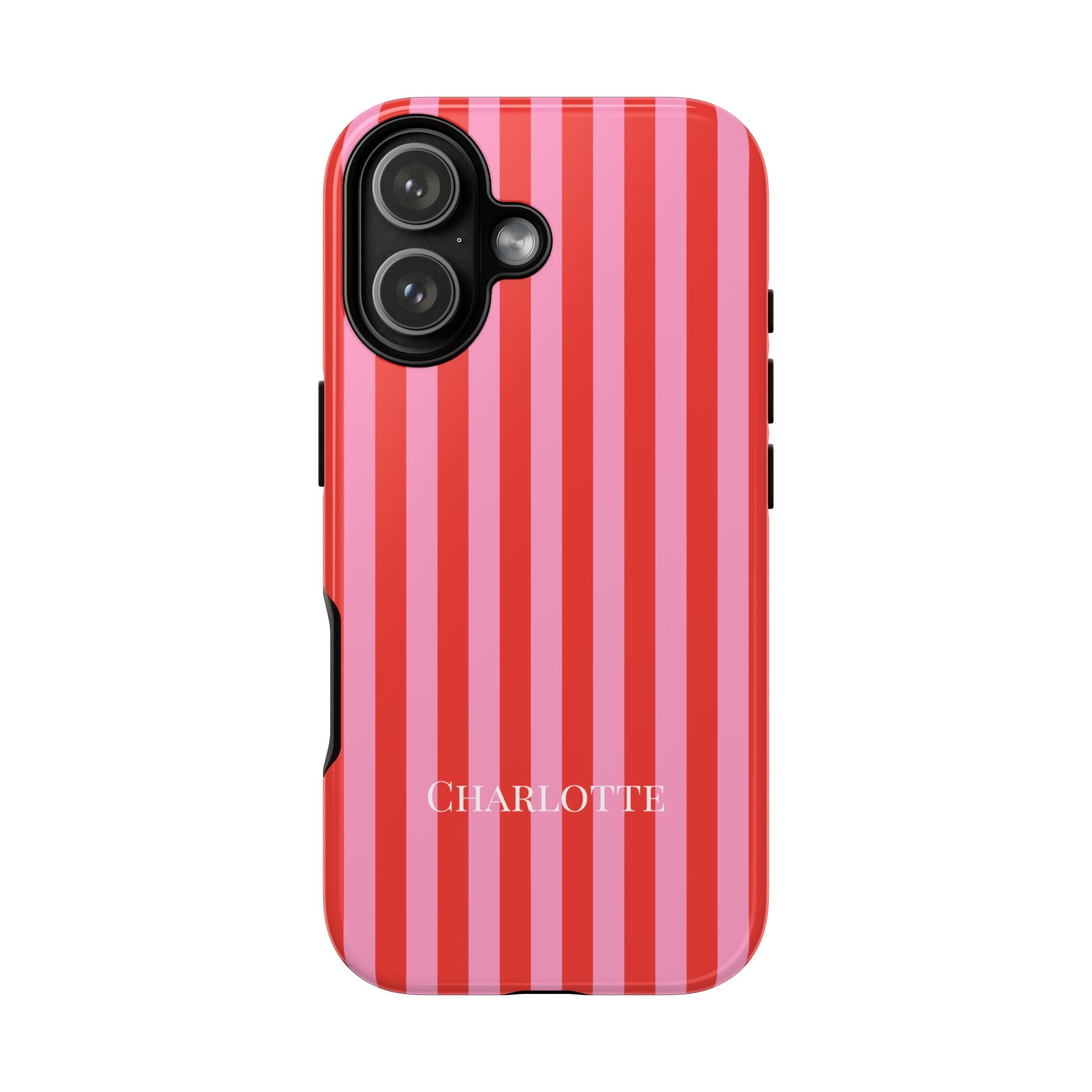 PINK STRIPES – Personalisierte Handyhülle mit Dual-Layer-Schutz