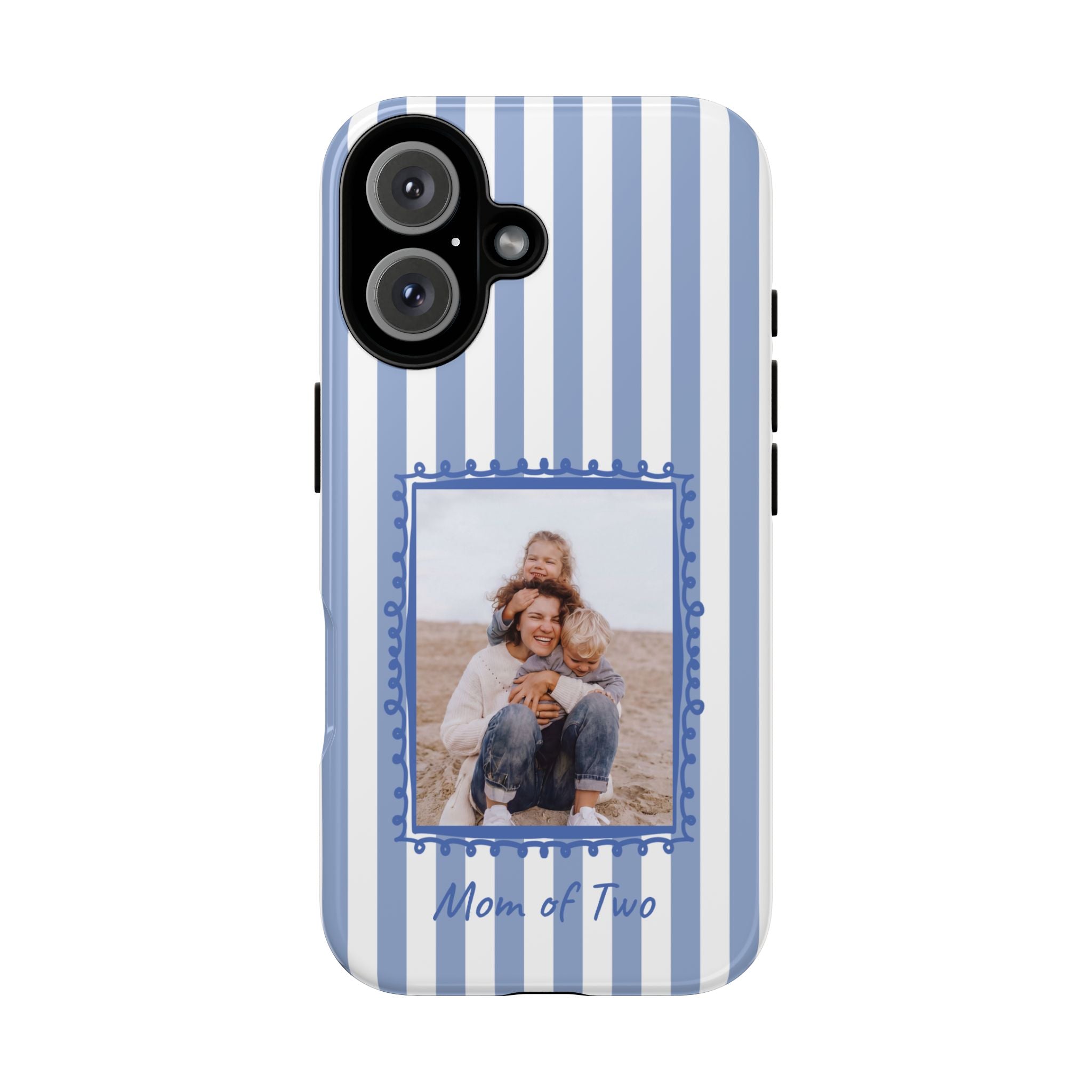 BLUE STRIPES PHOTO FRAME – Personalisierte Foto Handyhülle mit Dual-Layer-Schutz