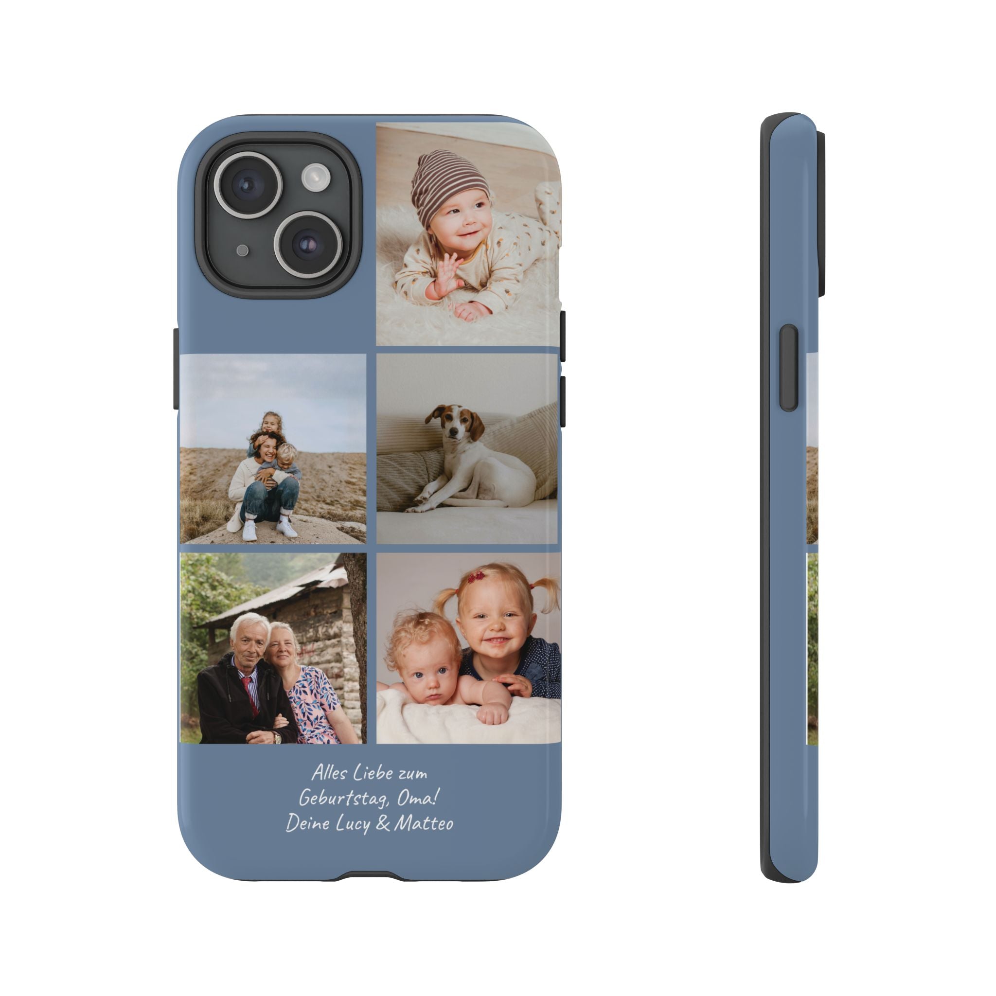 DUSTY BLUE COLLAGE – Personalisierte Foto Handyhülle mit Dual-Layer-Schutz