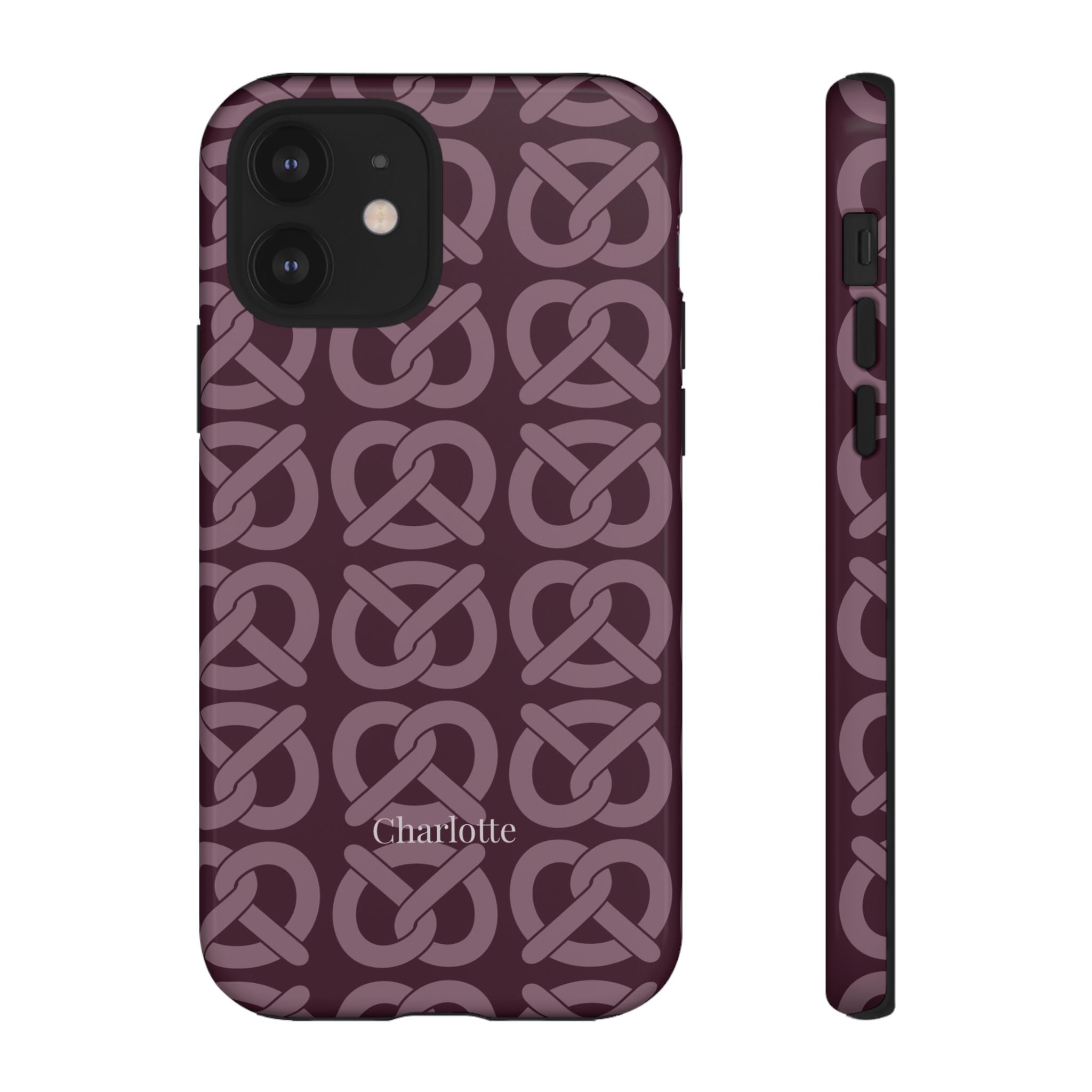 BREZN MONOGRAMM AUBERGINE – Personalisierte Handyhülle mit Dual-Layer-Schutz