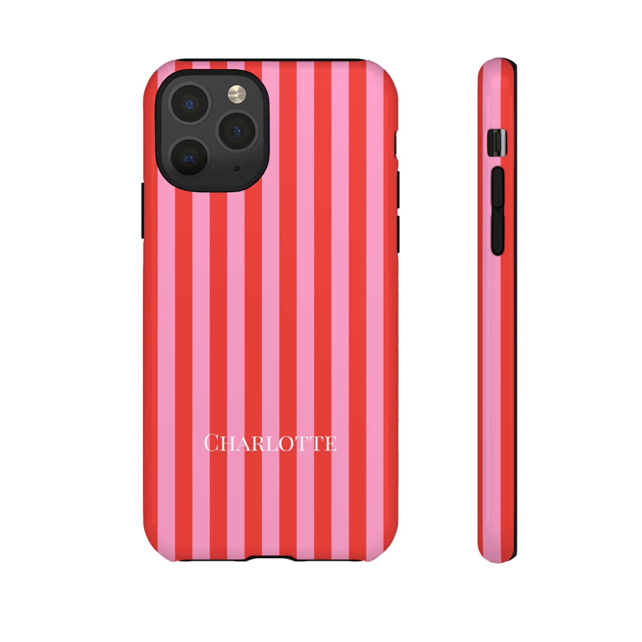 PINK STRIPES – Personalisierte Handyhülle mit Dual-Layer-Schutz
