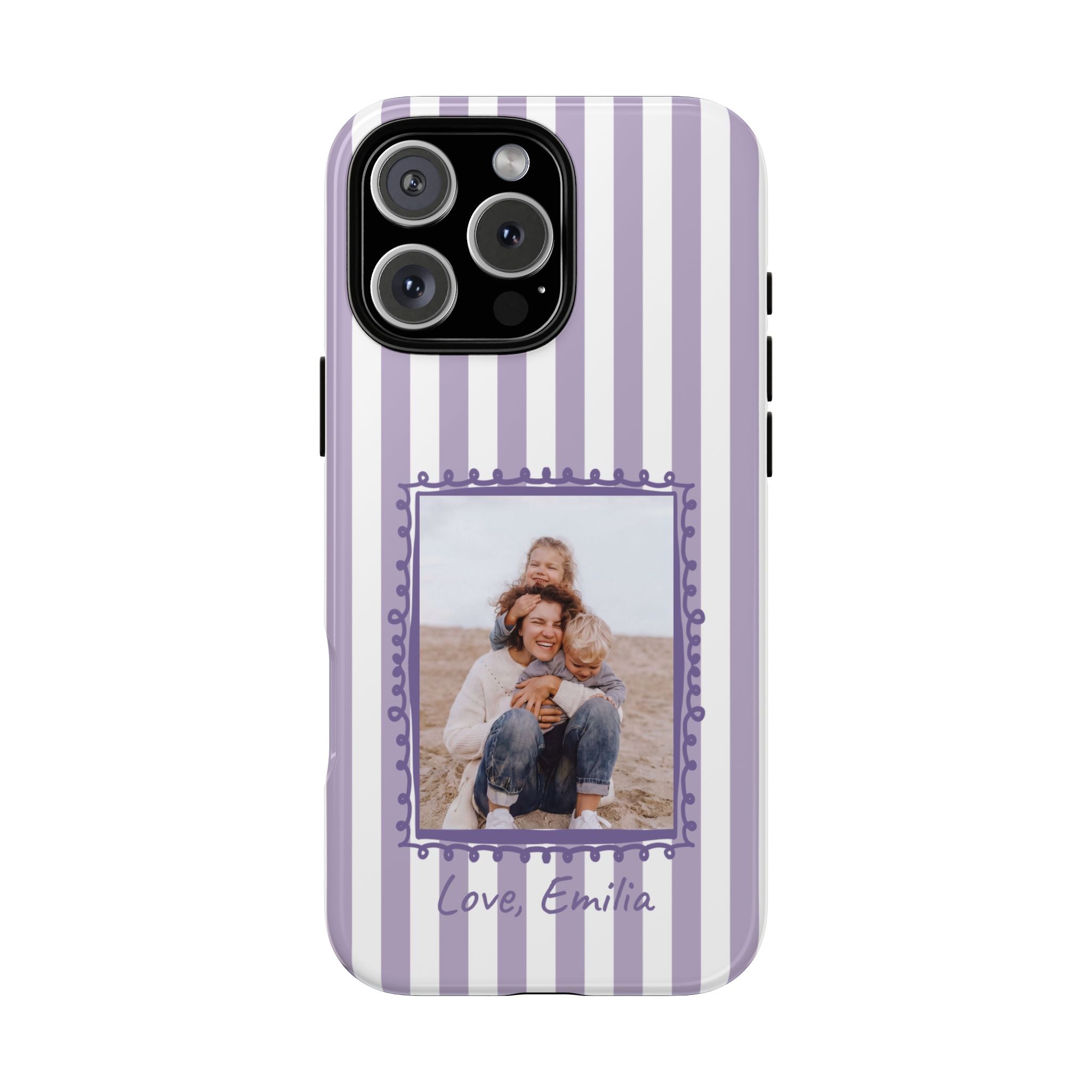 LAVENDER STRIPES PHOTO FRAME – Personalisierte Foto Handyhülle mit Dual-Layer-Schutz