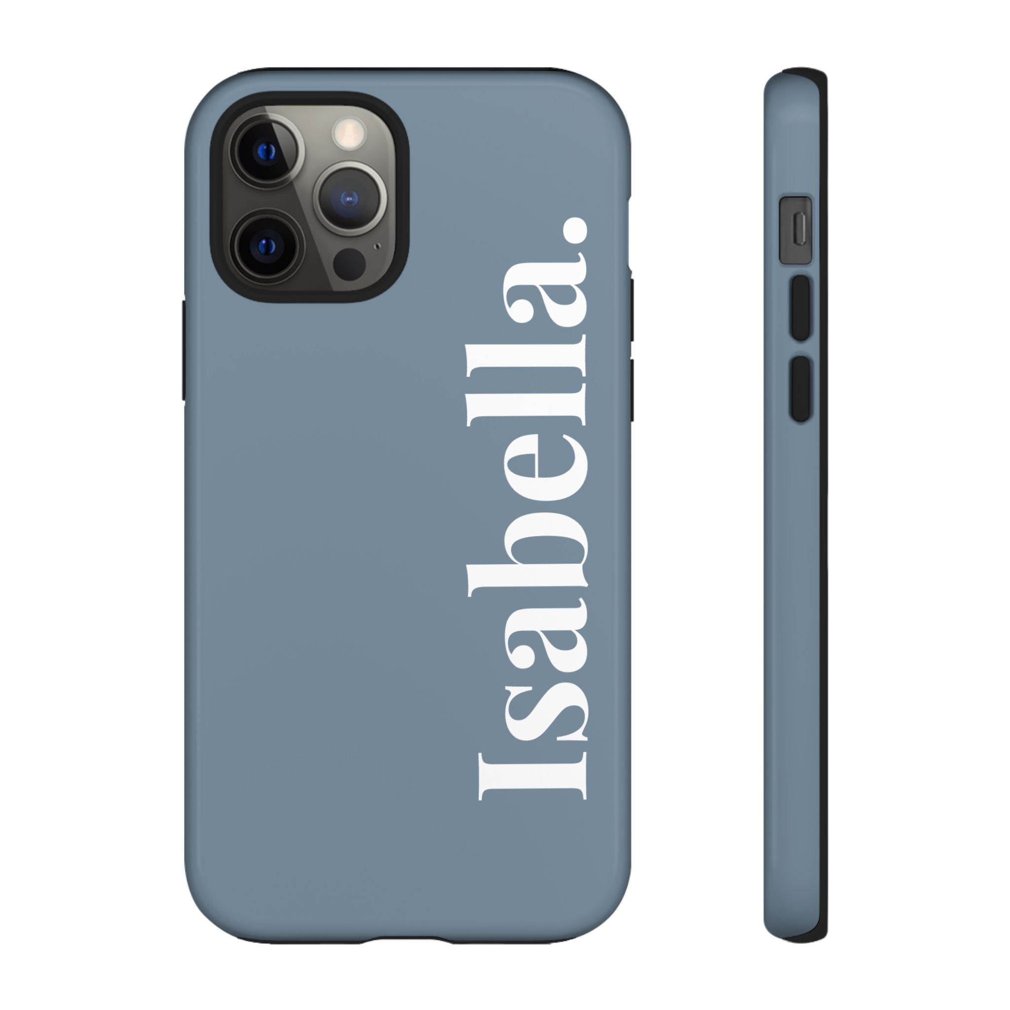 DUSTY BLUE BOLD NAME – Personalisierte Handyhülle mit Dual-Layer-Schutz