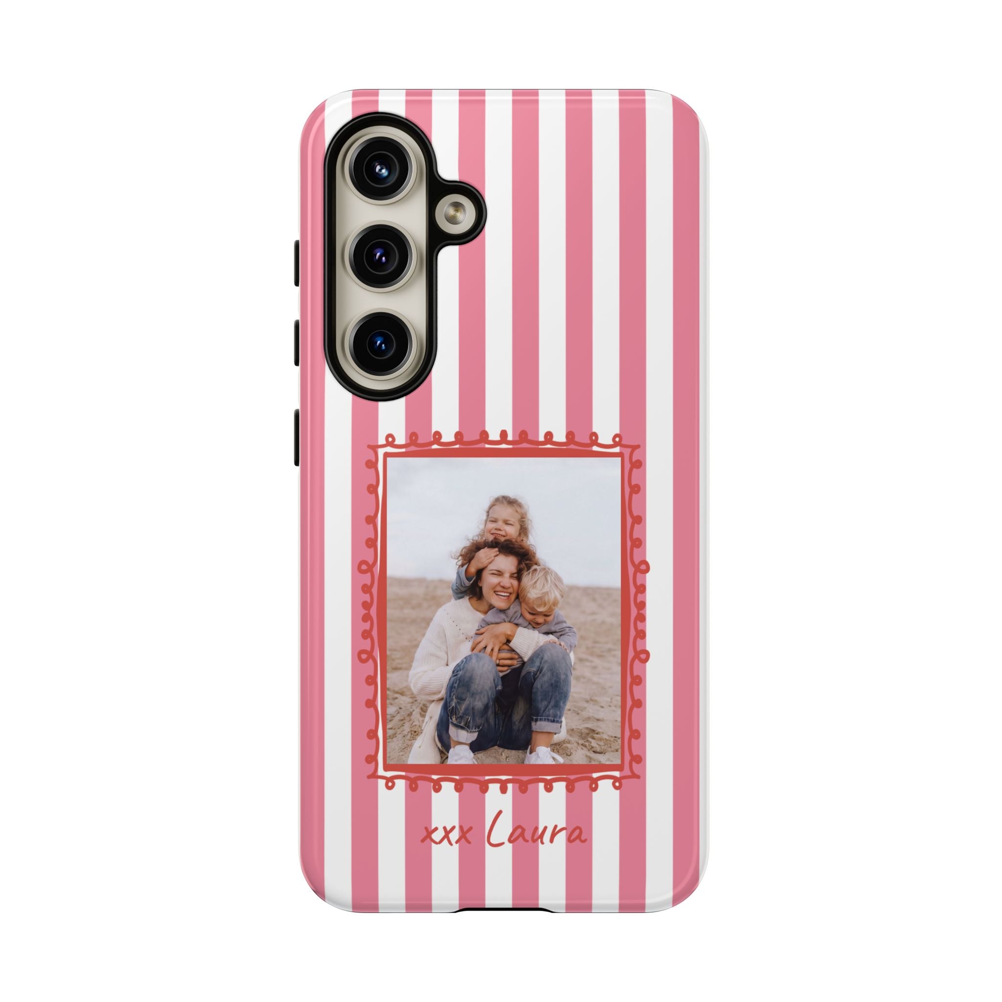 PINK STRIPES PHOTO FRAME – Personalisierte Foto Handyhülle mit Dual-Layer-Schutz