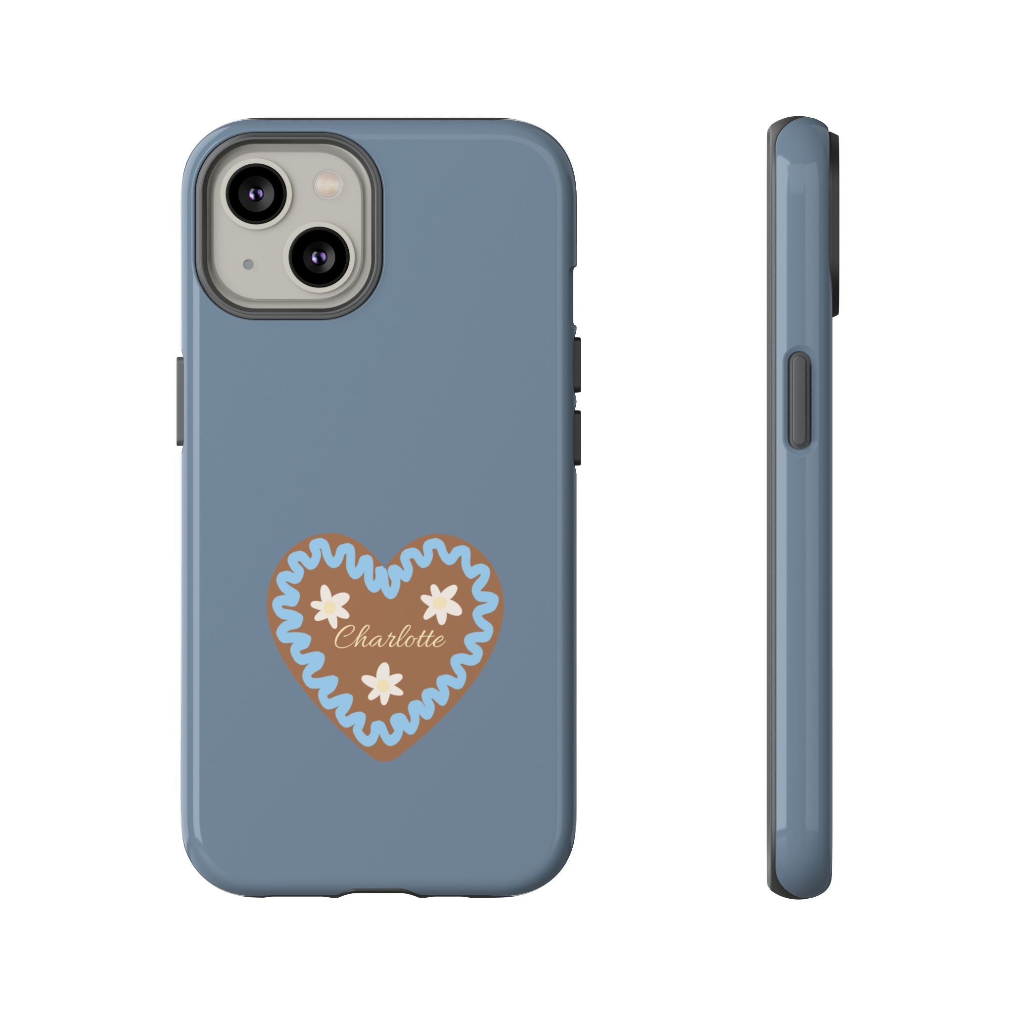 WIESNHERZ TAUBENBLAU – Personalisierte Handyhülle mit Dual-Layer-Schutz