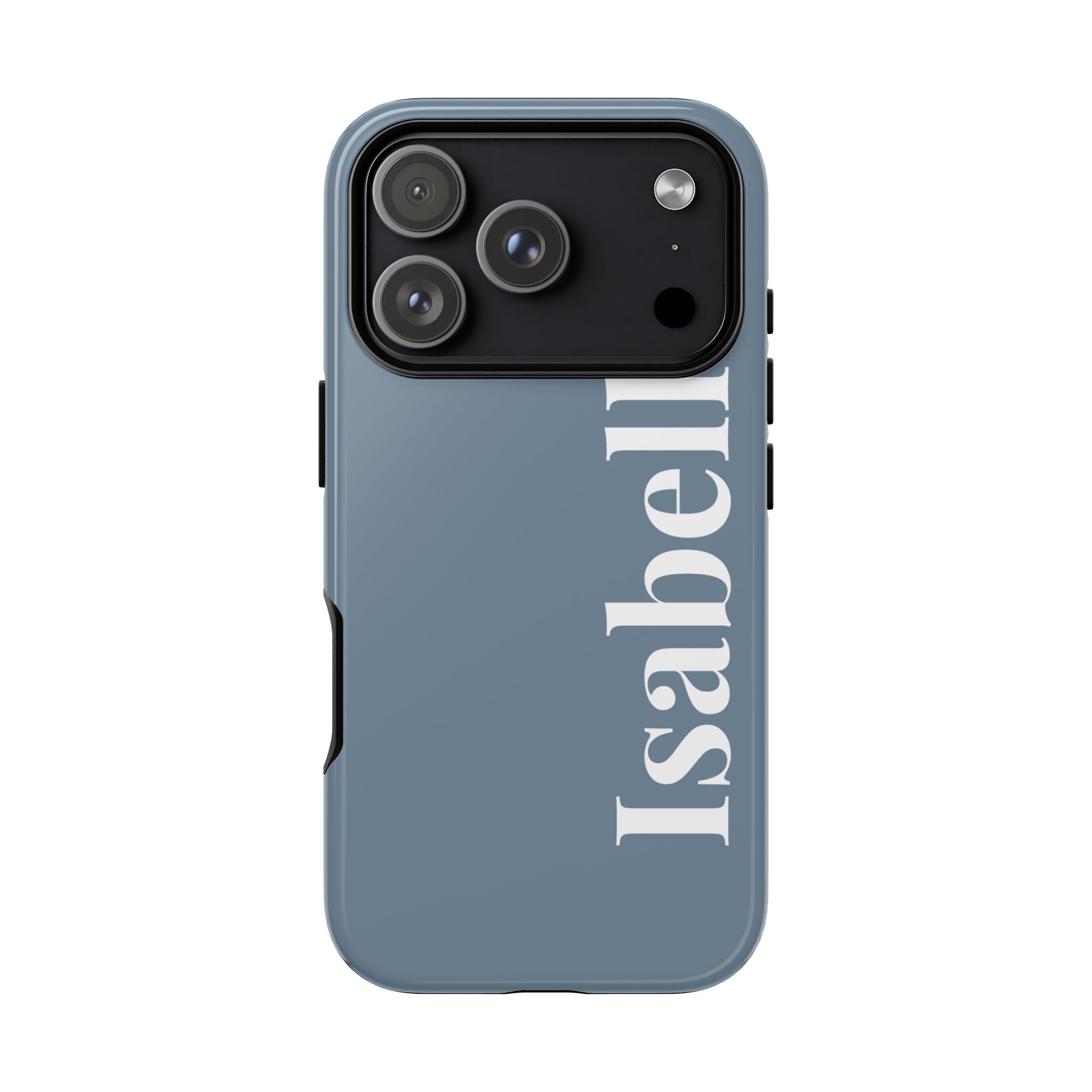DUSTY BLUE BOLD NAME – Personalisierte Handyhülle mit Dual-Layer-Schutz