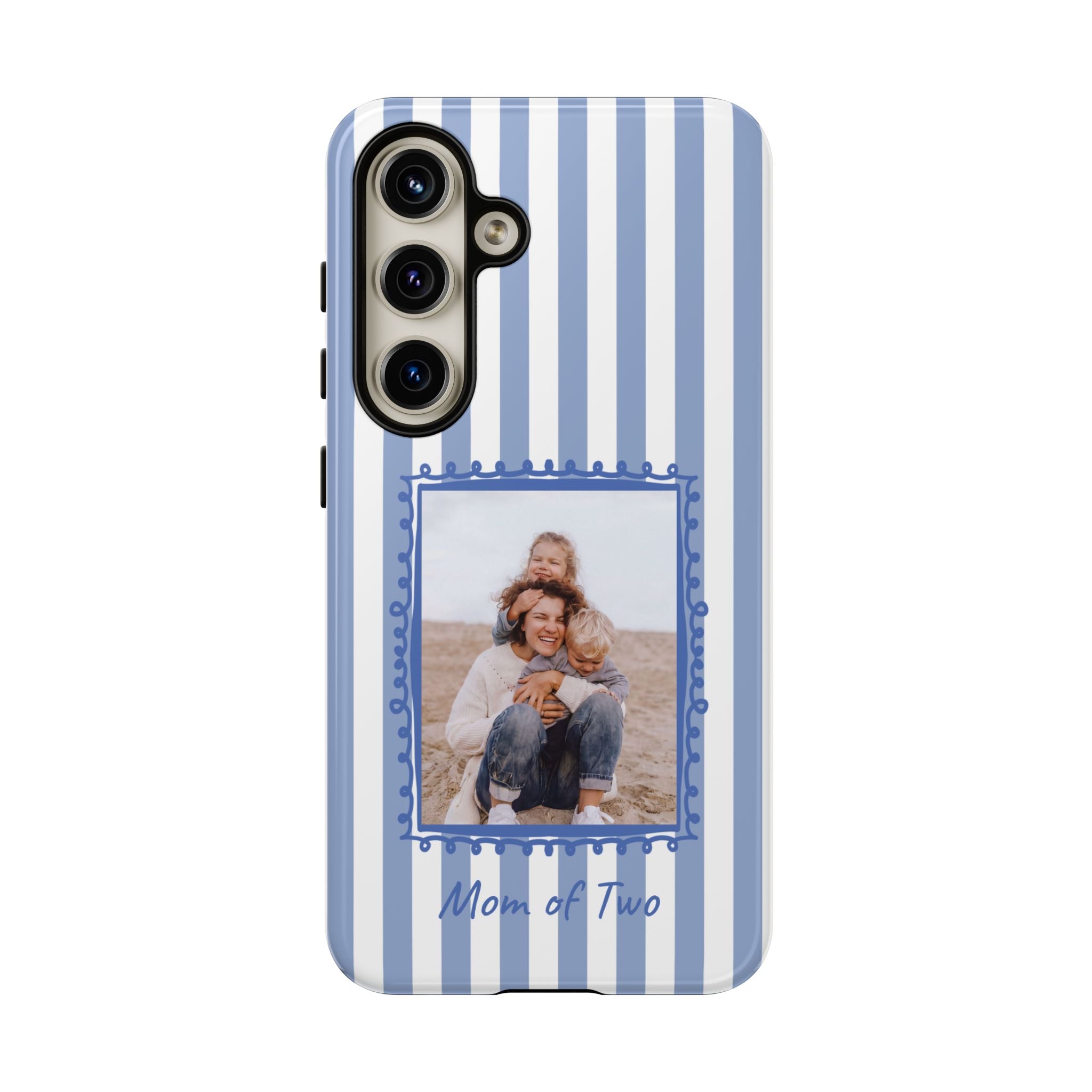 BLUE STRIPES PHOTO FRAME – Personalisierte Foto Handyhülle mit Dual-Layer-Schutz