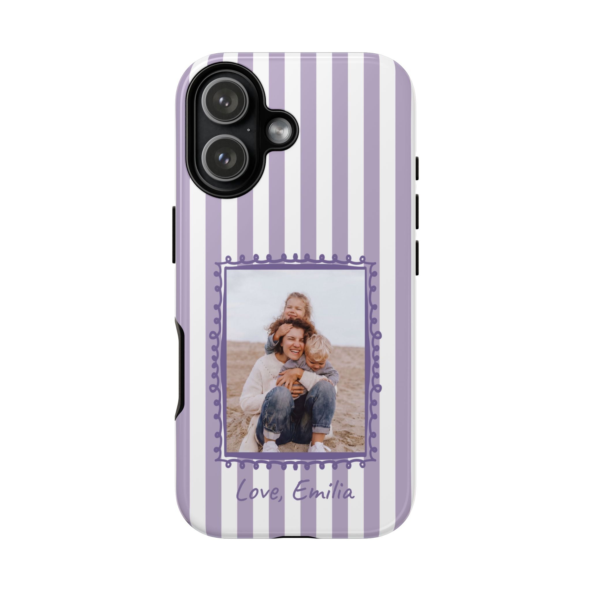 LAVENDER STRIPES PHOTO FRAME – Personalisierte Foto Handyhülle mit Dual-Layer-Schutz