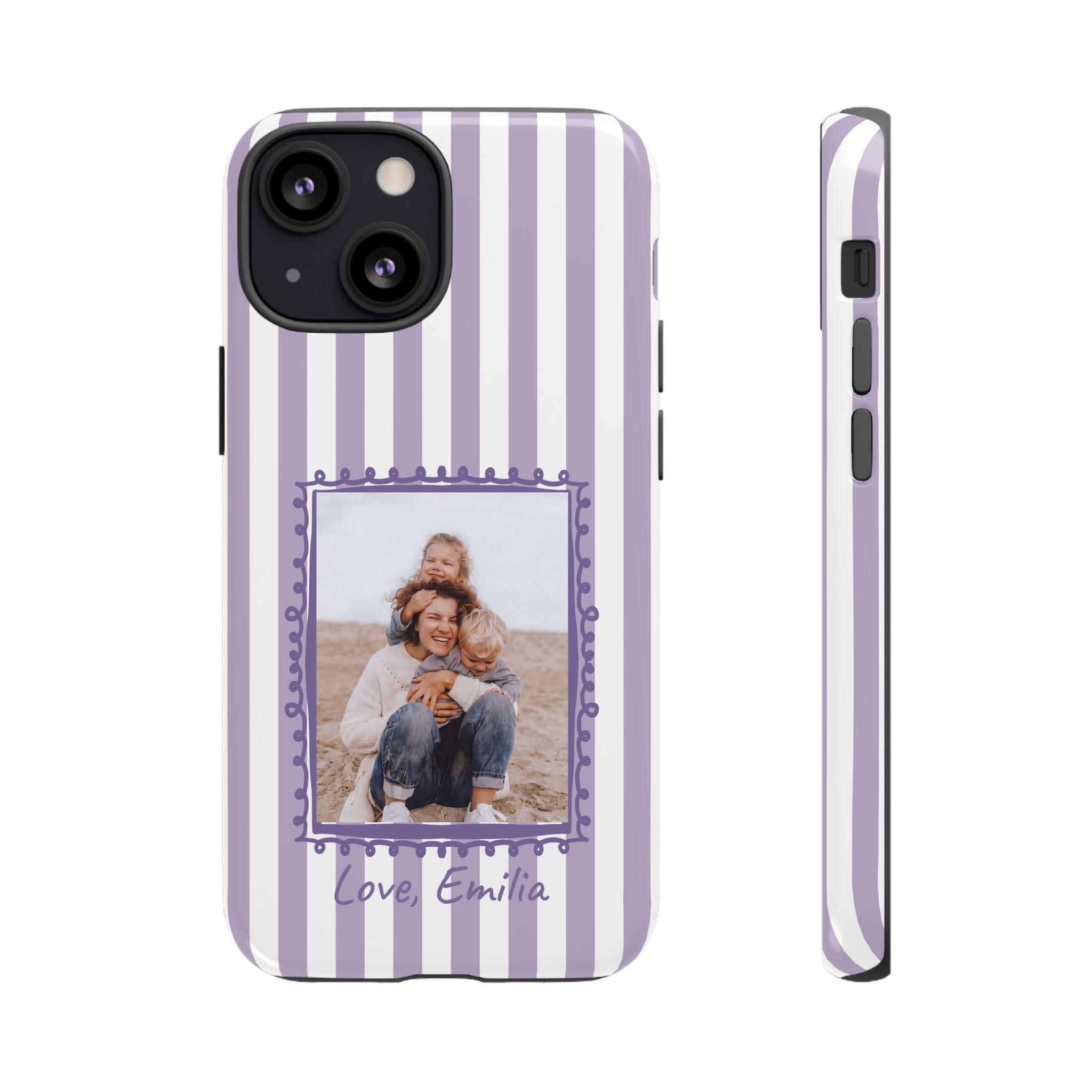 LAVENDER STRIPES PHOTO FRAME – Personalisierte Foto Handyhülle mit Dual-Layer-Schutz