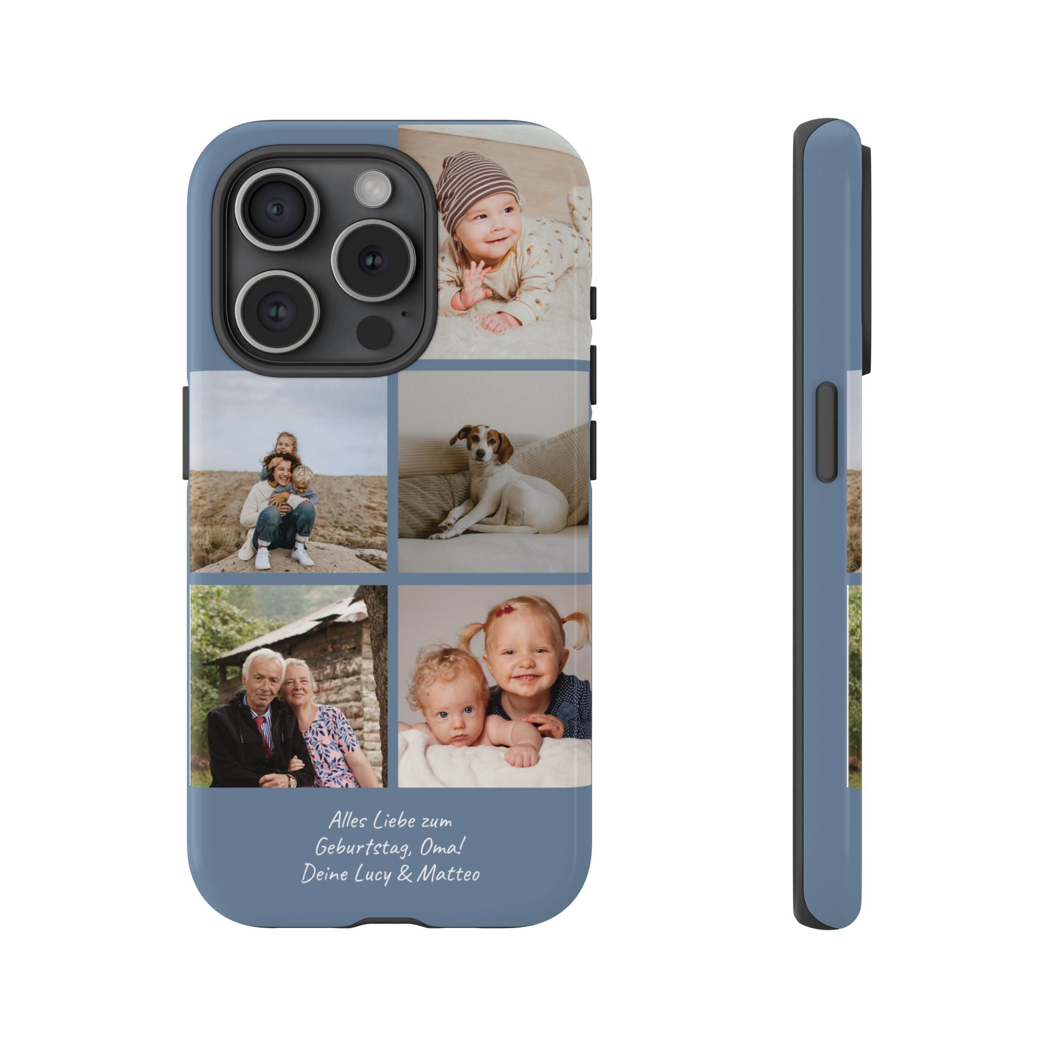 DUSTY BLUE COLLAGE – Personalisierte Foto Handyhülle mit Dual-Layer-Schutz