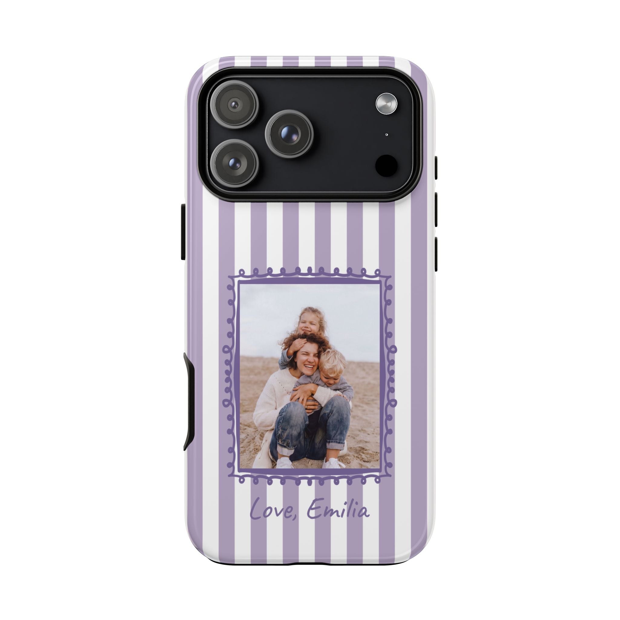 LAVENDER STRIPES PHOTO FRAME – Personalisierte Foto Handyhülle mit Dual-Layer-Schutz