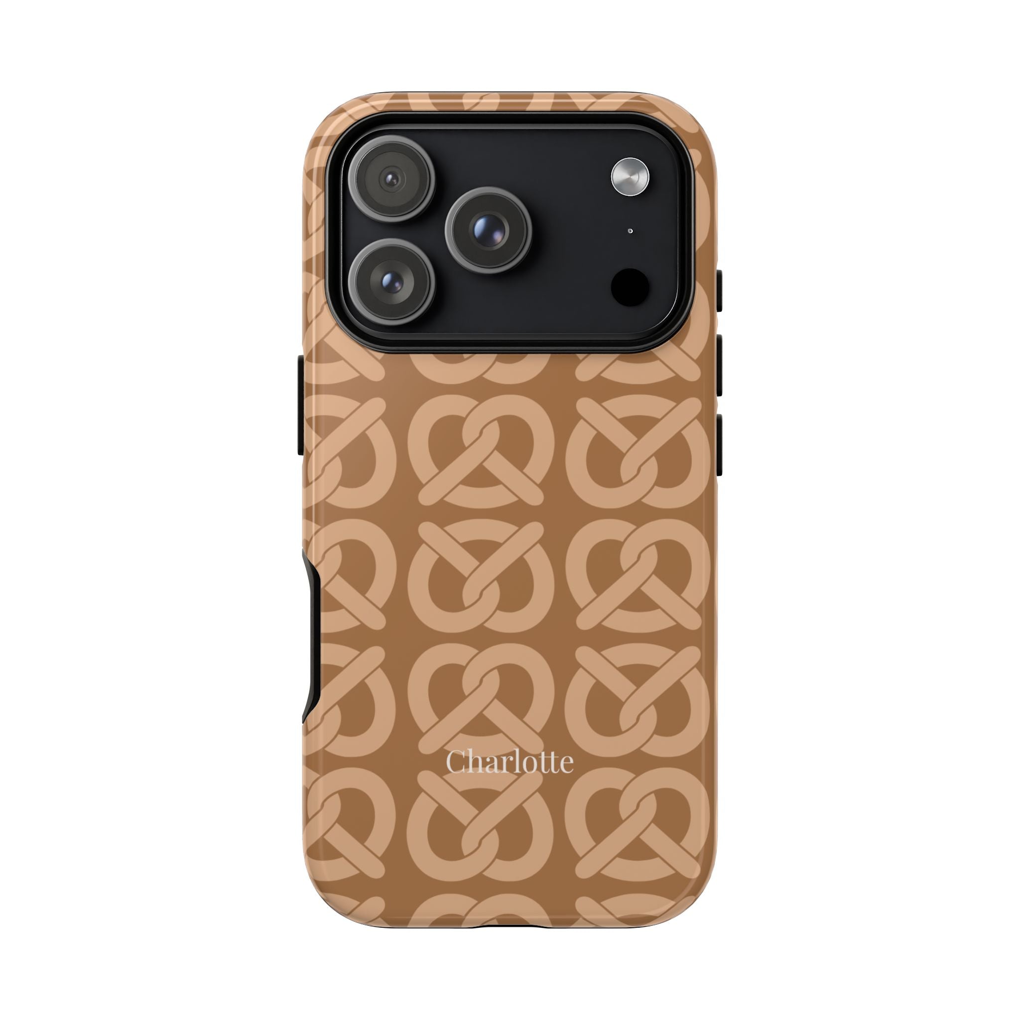 BREZN MONOGRAMM COGNAC – Personalisierte Handyhülle mit Dual-Layer-Schutz